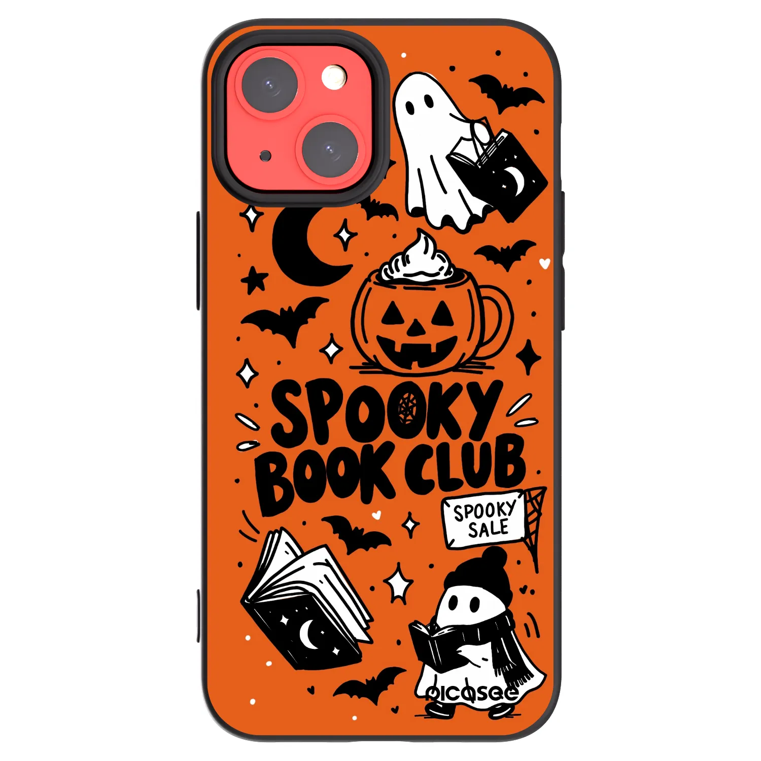 Picasee silikonowe czarne etui na Apple iPhone 13 mini - Spooky book club