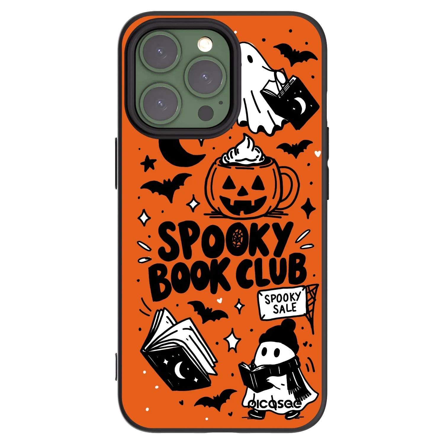 Picasee silikonowe czarne etui na Apple iPhone 13 Pro - Spooky book club