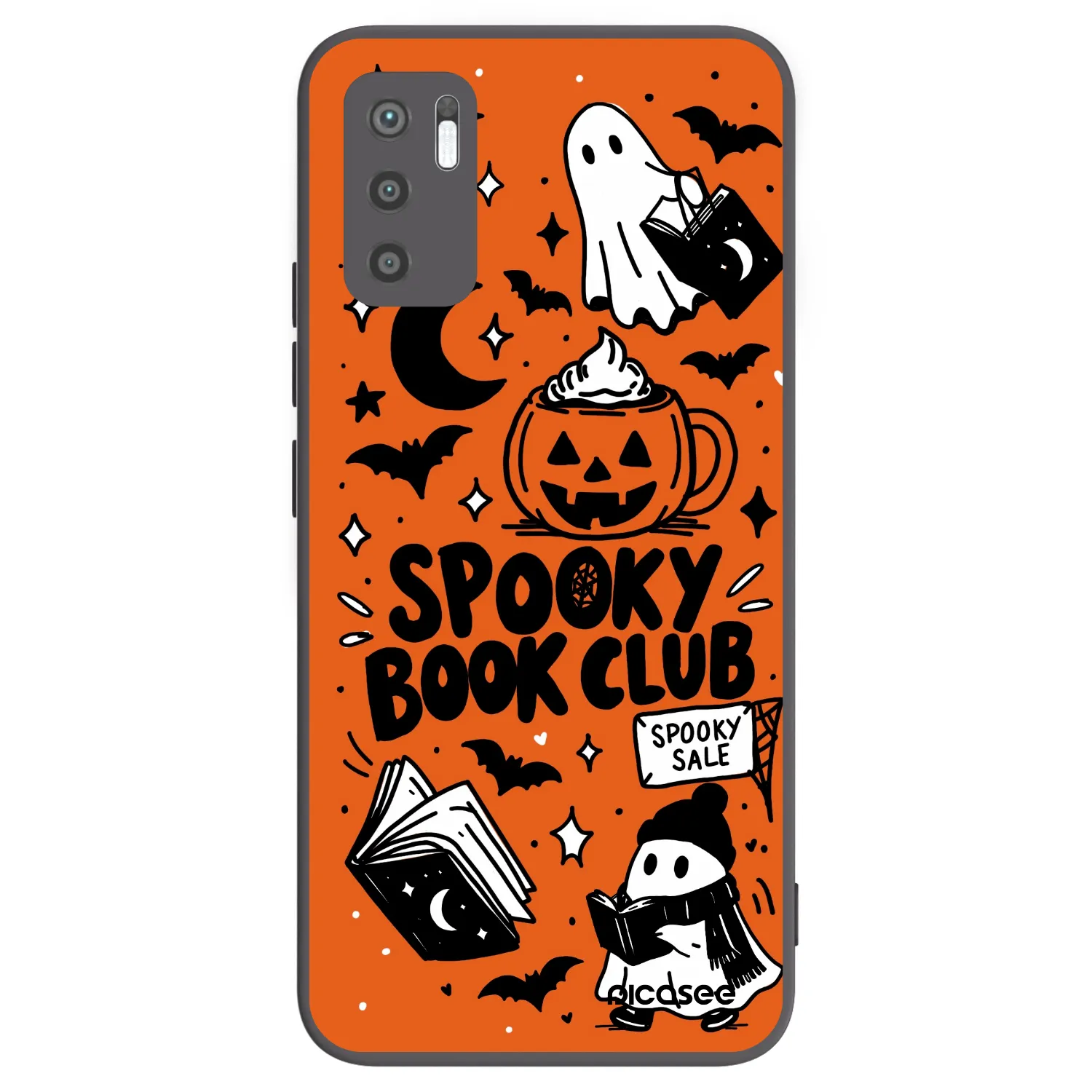 Picasee silikonowe czarne etui na Xiaomi Redmi Note 10 5G - Spooky book club