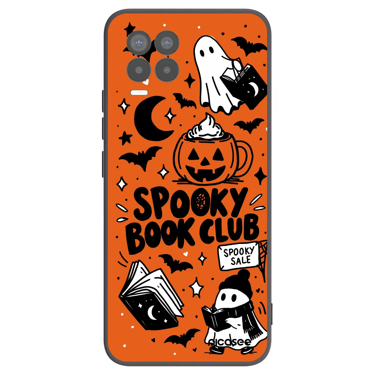 Picasee silikonowe czarne etui na Realme 8 4G - Spooky book club