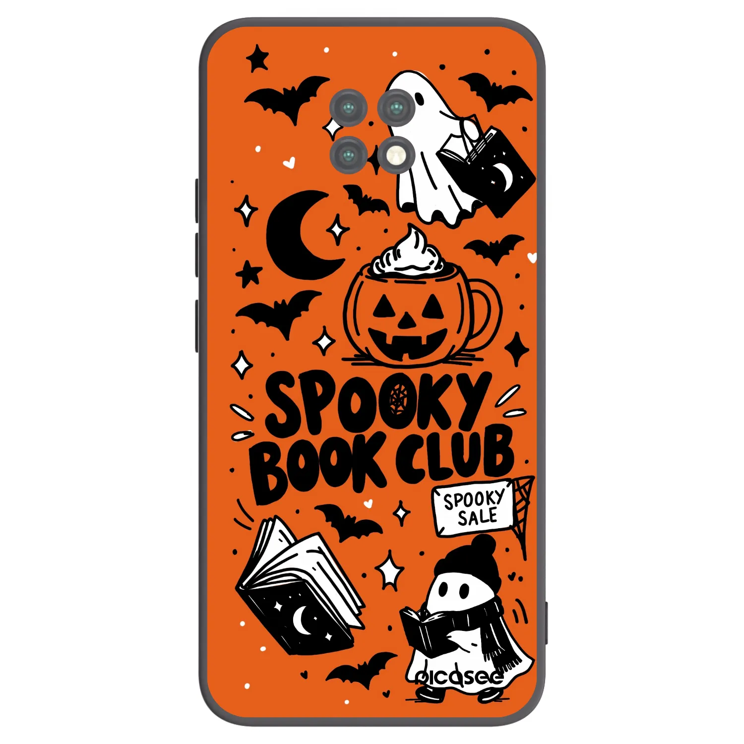 Picasee silikonowe czarne etui na Xiaomi Redmi Note 9T - Spooky book club