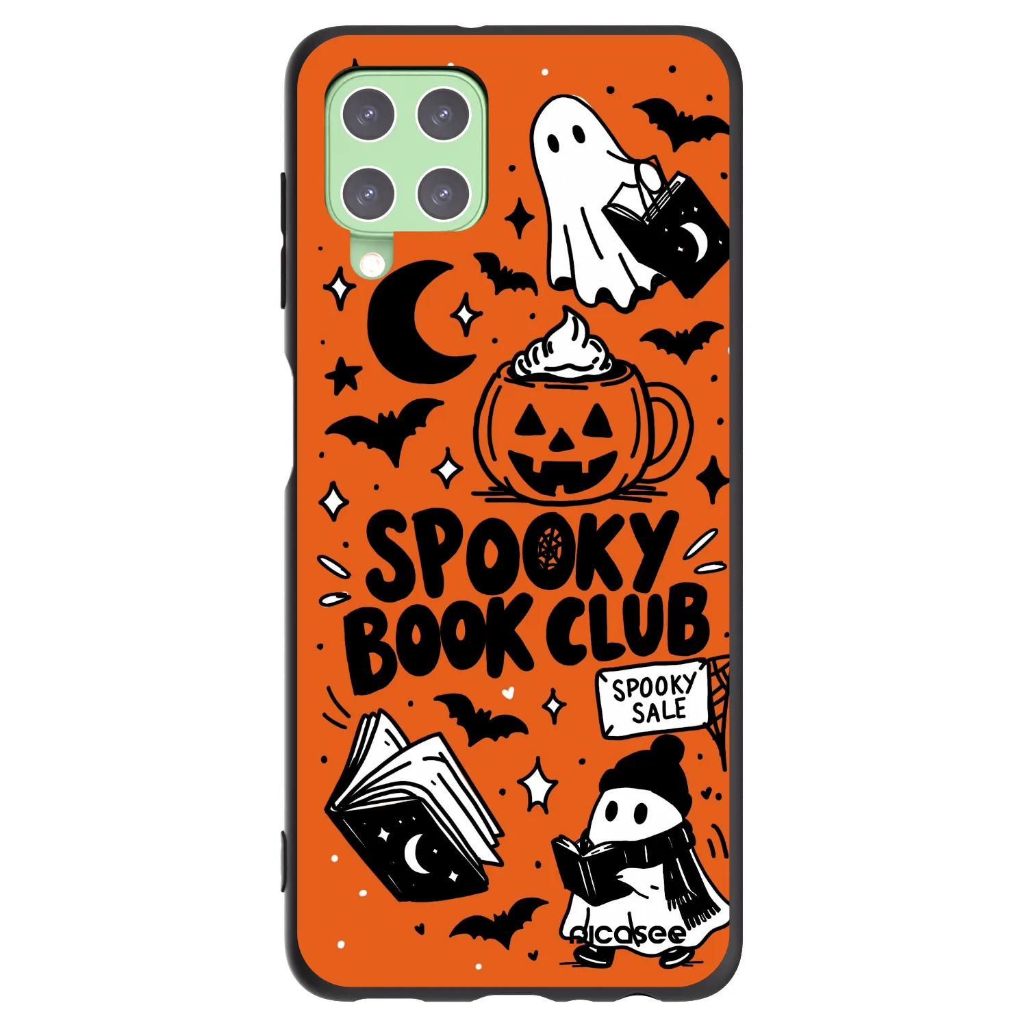 Picasee silikonowe czarne etui na Samsung Galaxy A22 A225F 4G - Spooky book club