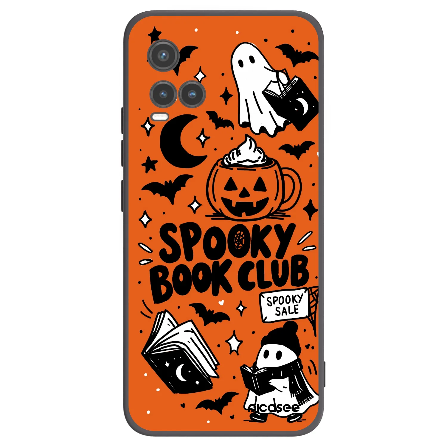 Picasee silikonowe czarne etui na Vivo Y33s - Spooky book club