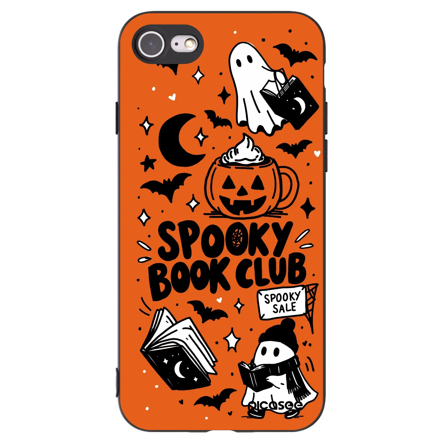 Picasee silikonowe czarne etui na Apple iPhone SE 2022 - Spooky book club