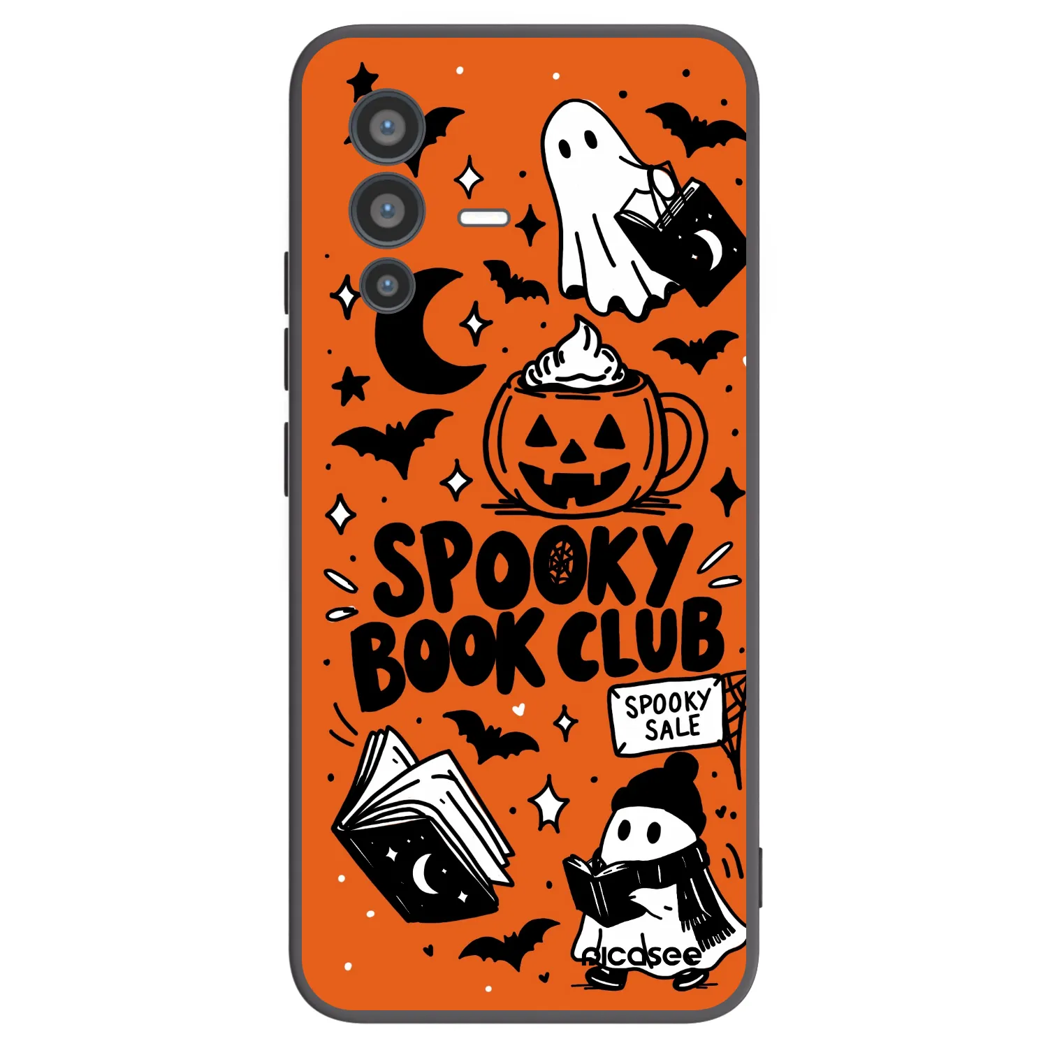 Picasee silikonowe czarne etui na Vivo V23 5G - Spooky book club