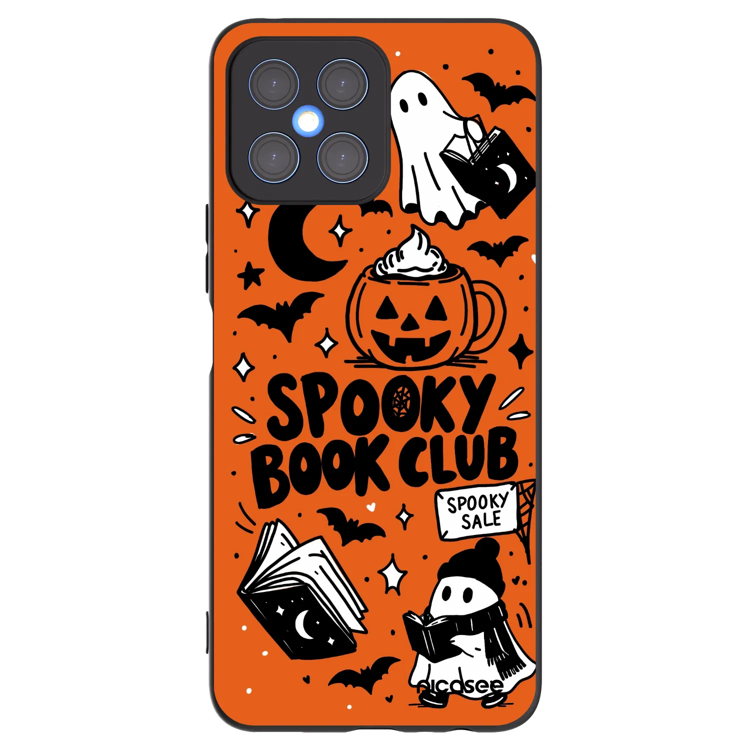 Picasee silikonowe czarne etui na Honor X8 4G - Spooky book club