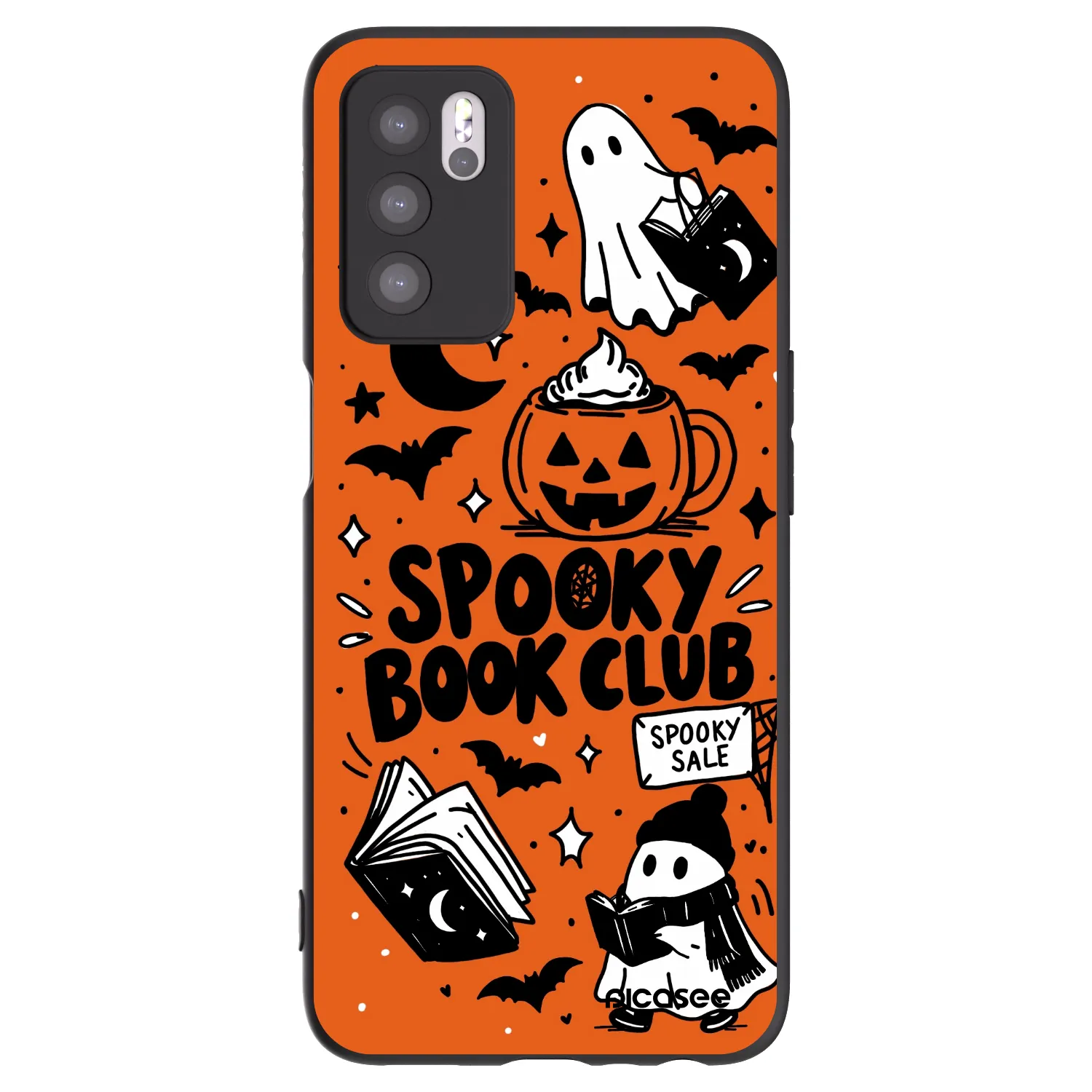 Picasee silikonowe czarne etui na OPPO A16s - Spooky book club