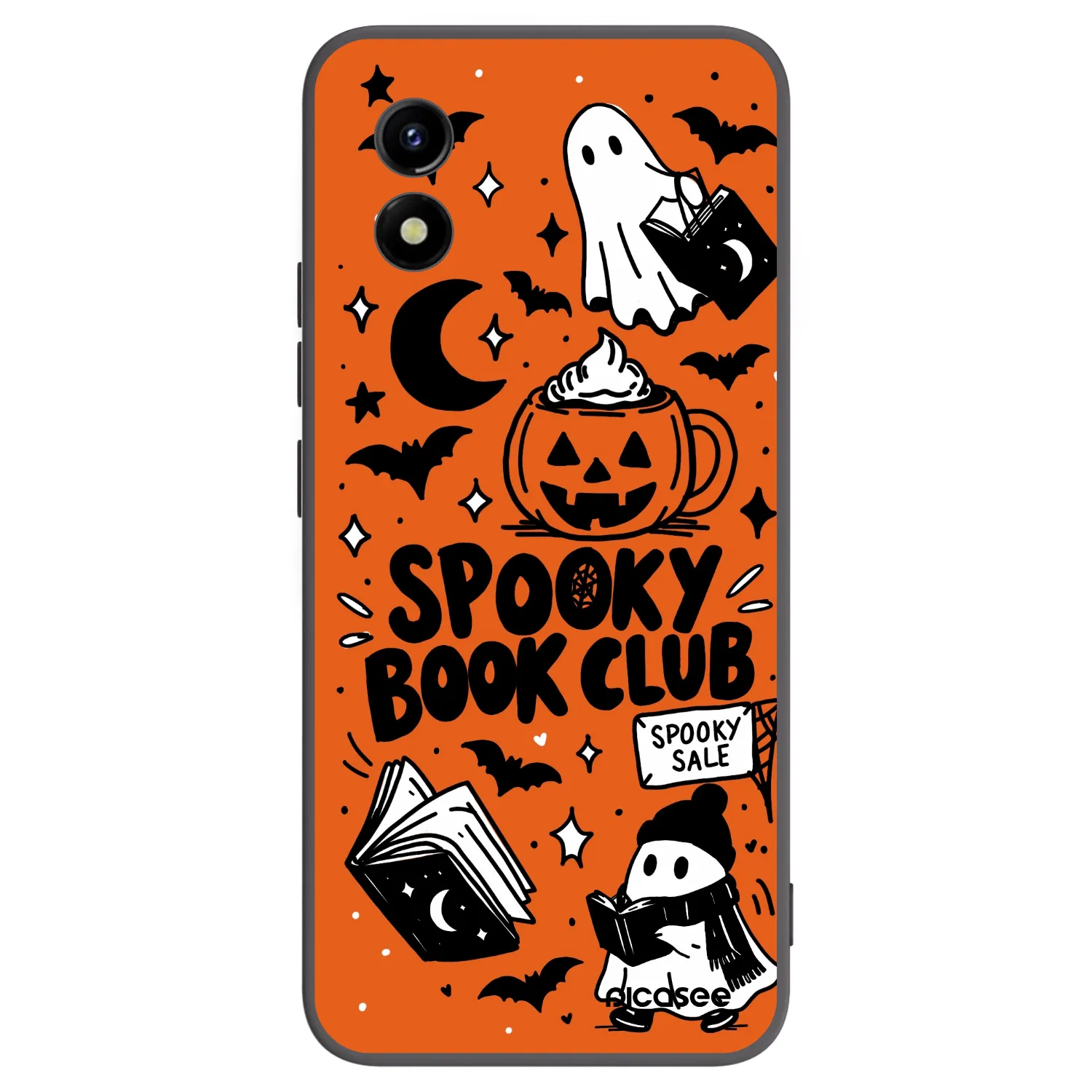 Picasee silikonowe czarne etui na Vivo Y01 - Spooky book club