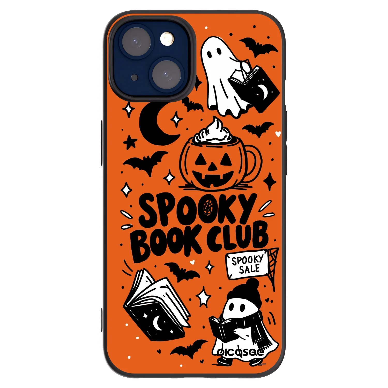 Picasee silikonowe czarne etui na Apple iPhone 14 - Spooky book club