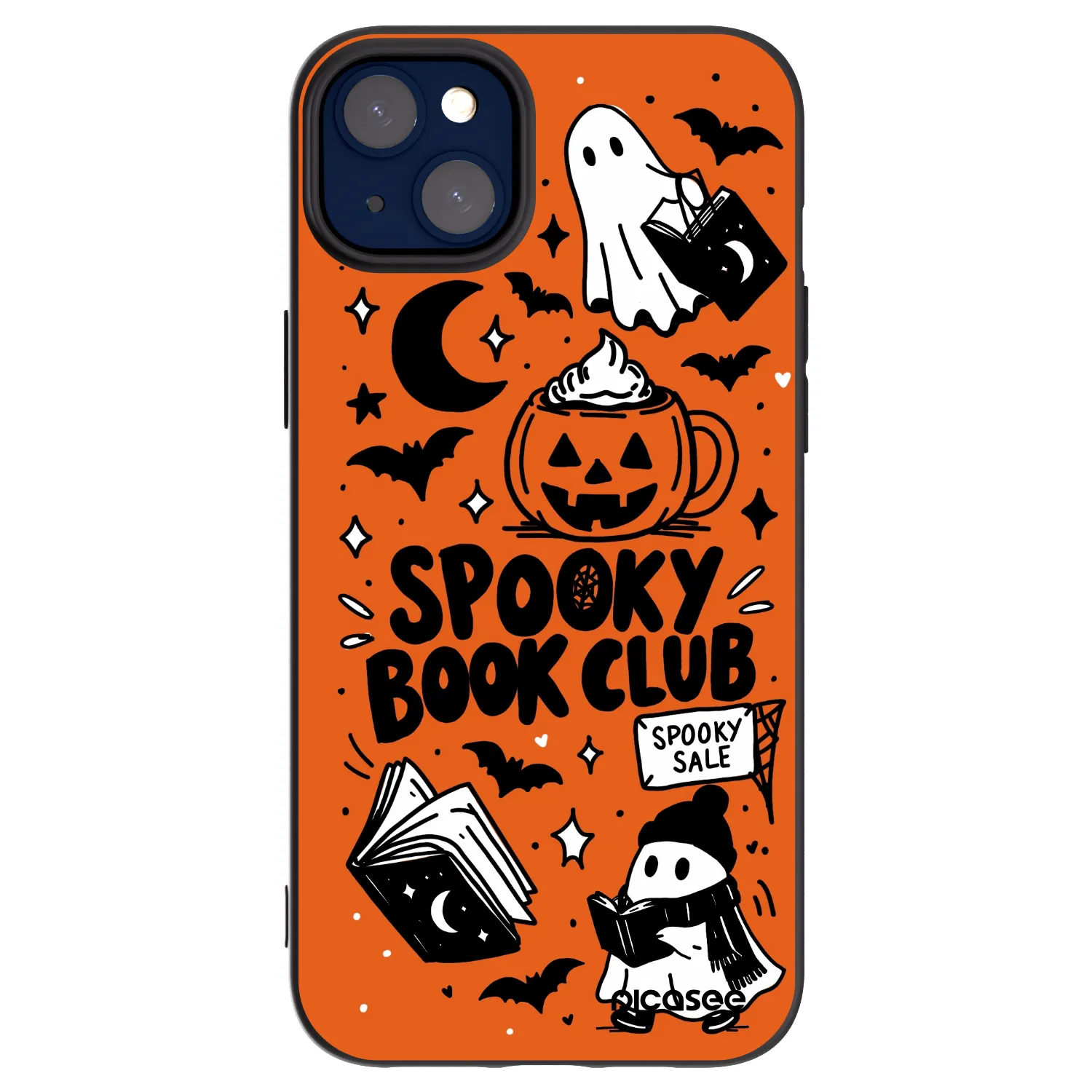 Picasee silikonowe czarne etui na Apple iPhone 14 Plus - Spooky book club