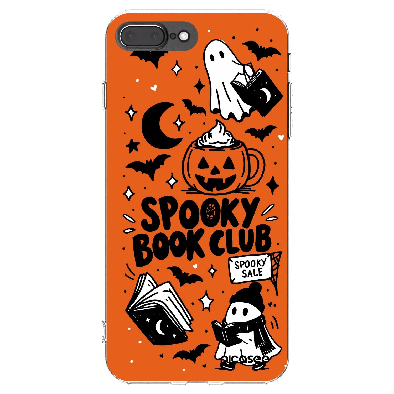 Picasee silikonowe przeźroczyste etui na Apple iPhone 8 Plus - Spooky book club