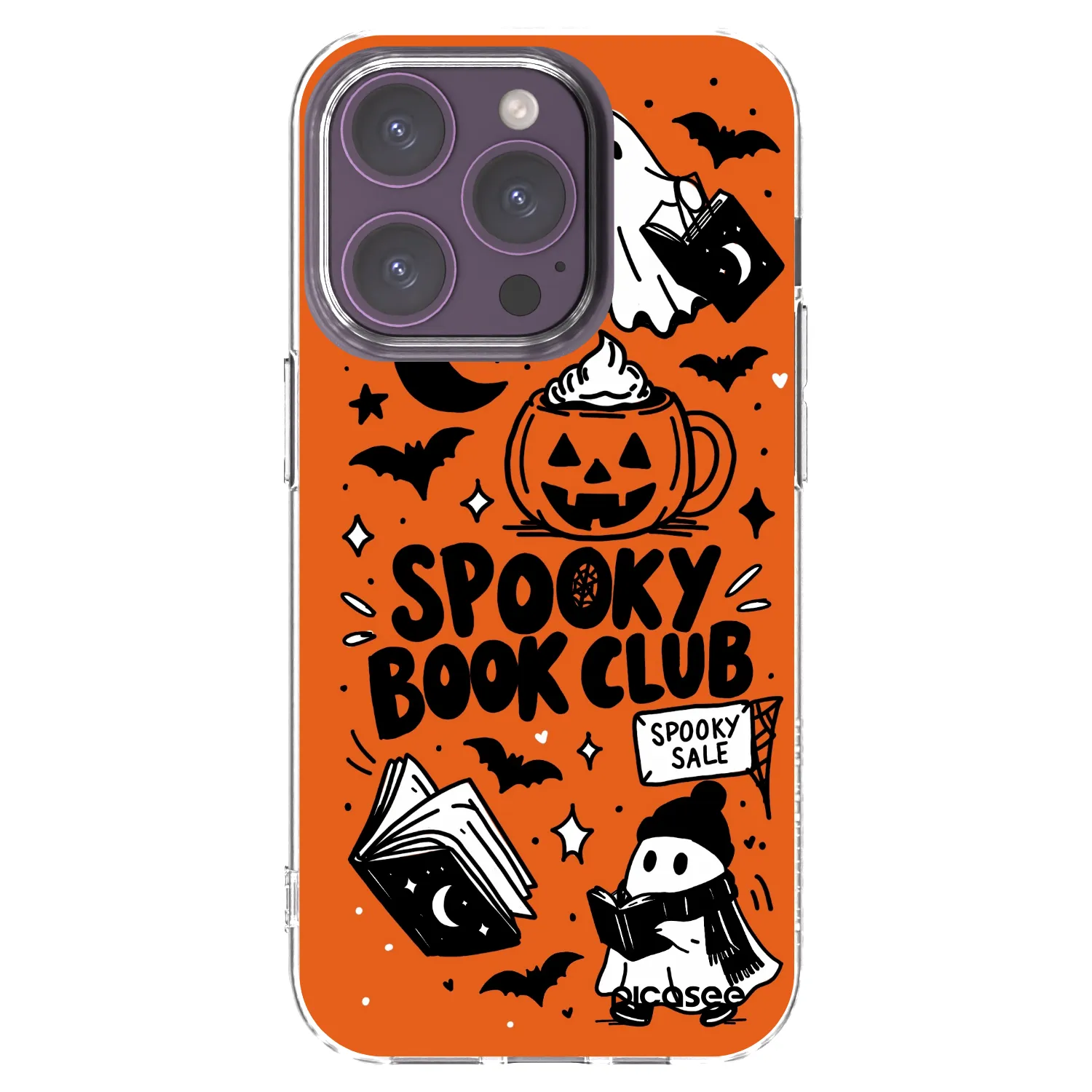 Picasee silikonowe przeźroczyste etui na Apple iPhone 14 Pro - Spooky book club