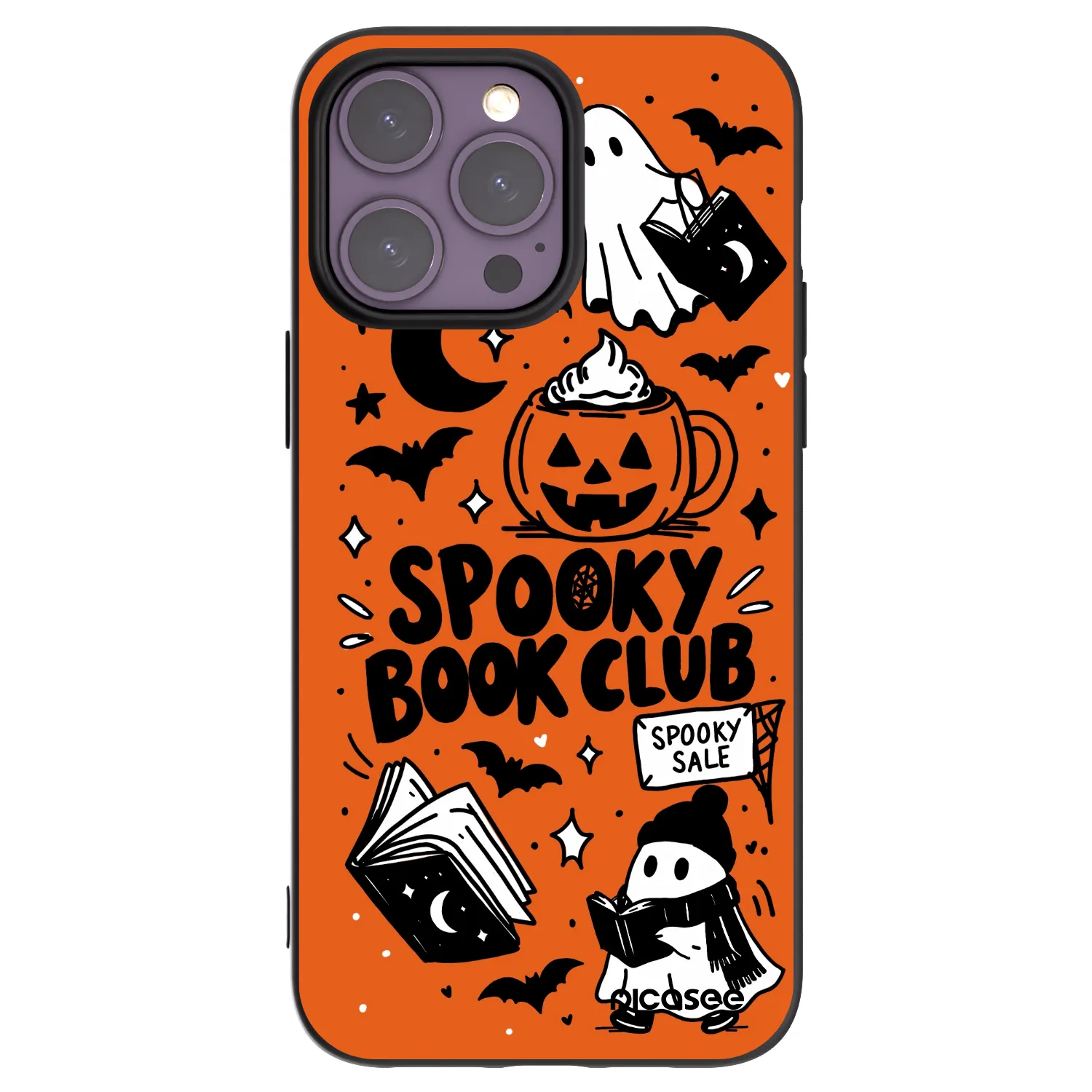 Picasee silikonowe czarne etui na Apple iPhone 14 Pro Max - Spooky book club