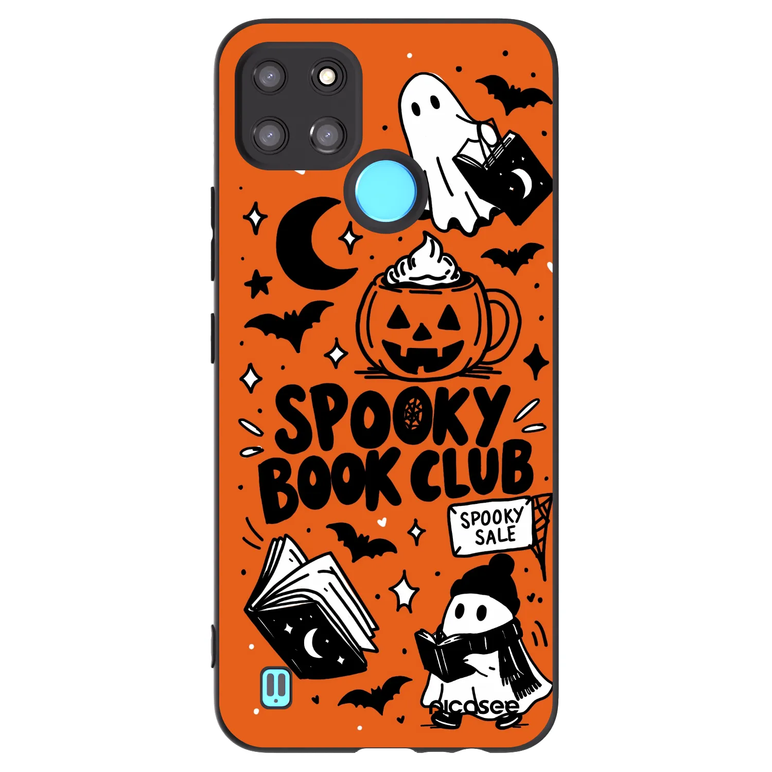 Picasee silikonowe czarne etui na Realme C21Y - Spooky book club