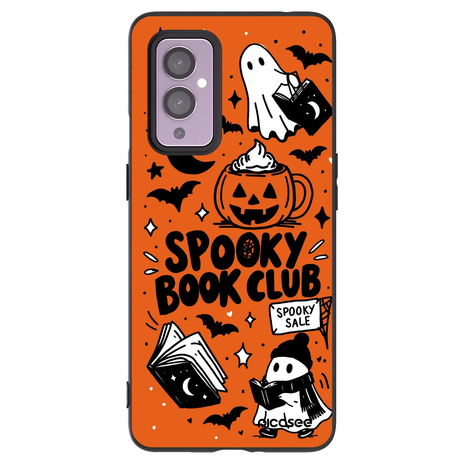 Picasee silikonowe czarne etui na OnePlus 9 - Spooky book club