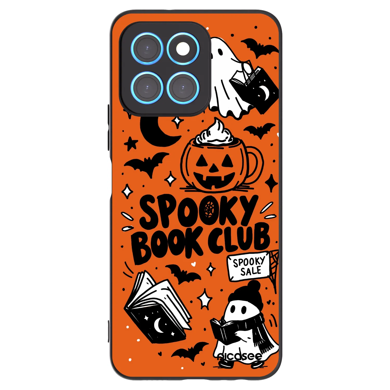 Picasee silikonowe czarne etui na Honor X6 - Spooky book club