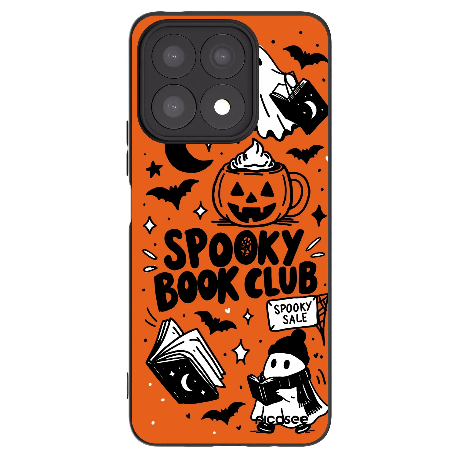 Picasee silikonowe czarne etui na Honor X8a - Spooky book club