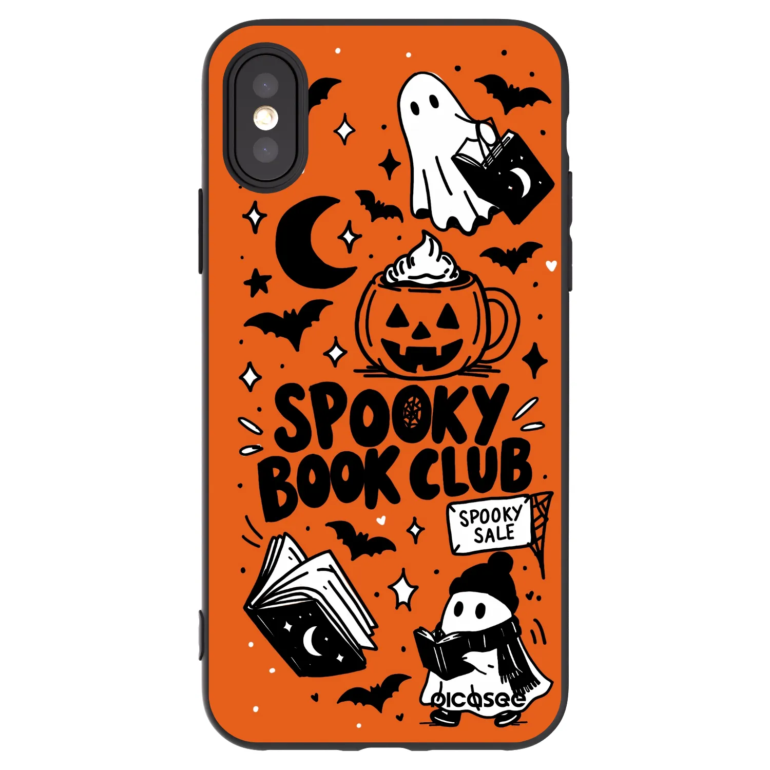 Picasee silikonowe czarne etui na Apple iPhone X/XS - Spooky book club