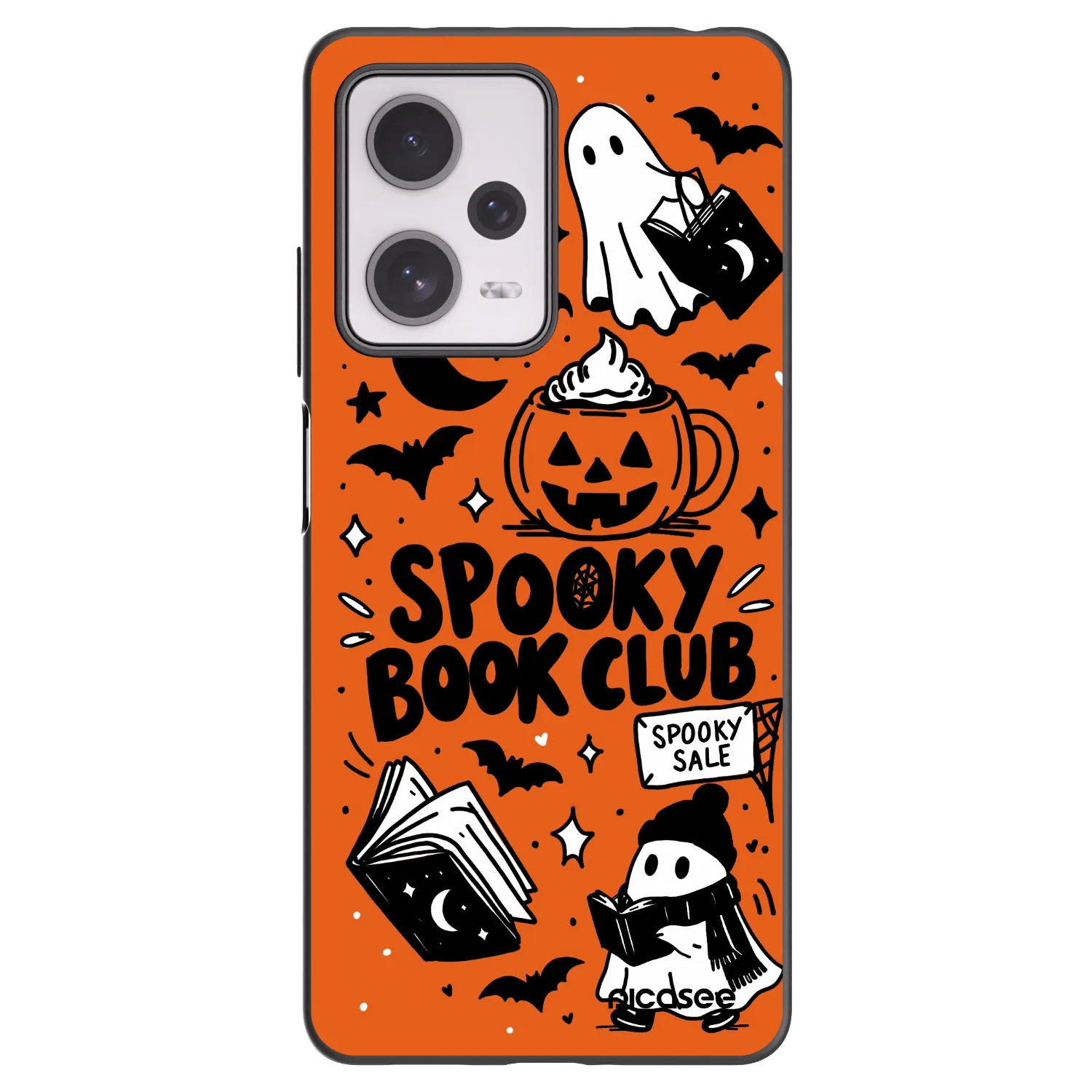 Picasee silikonowe czarne etui na Xiaomi Redmi Note 12 Pro+ 5G - Spooky book club