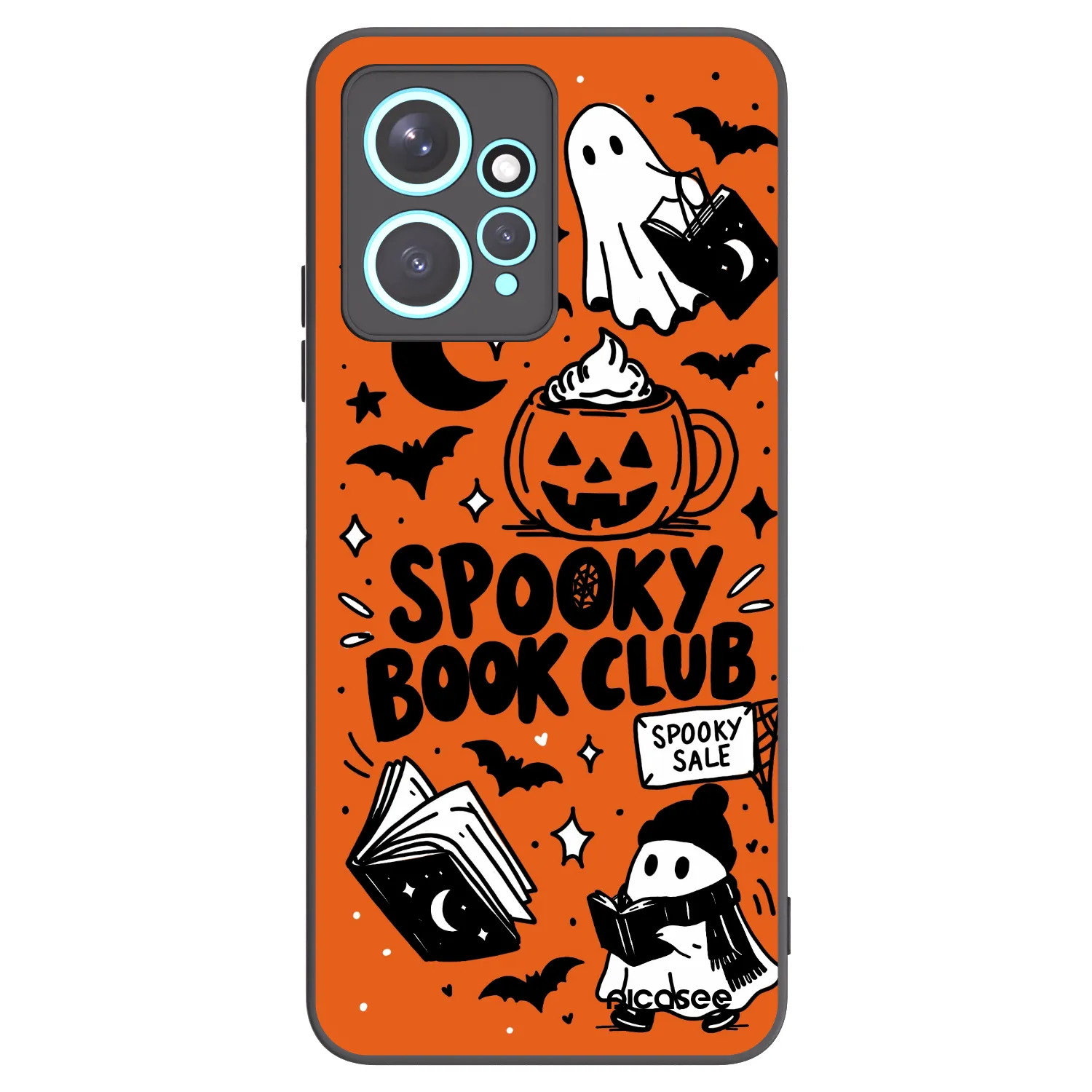 Picasee silikonowe czarne etui na Xiaomi Redmi Note 12 4G - Spooky book club