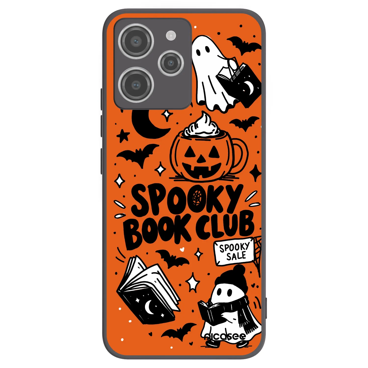 Picasee silikonowe czarne etui na Xiaomi Redmi 12 4G - Spooky book club