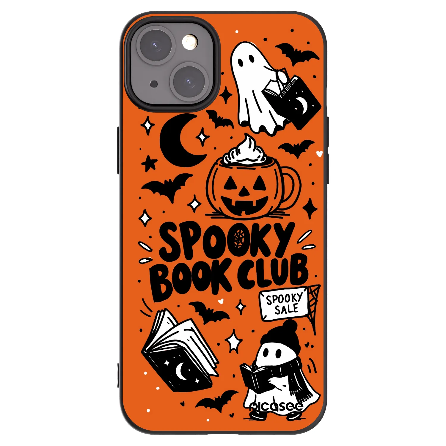 Picasee silikonowe czarne etui na Apple iPhone 15 Plus - Spooky book club