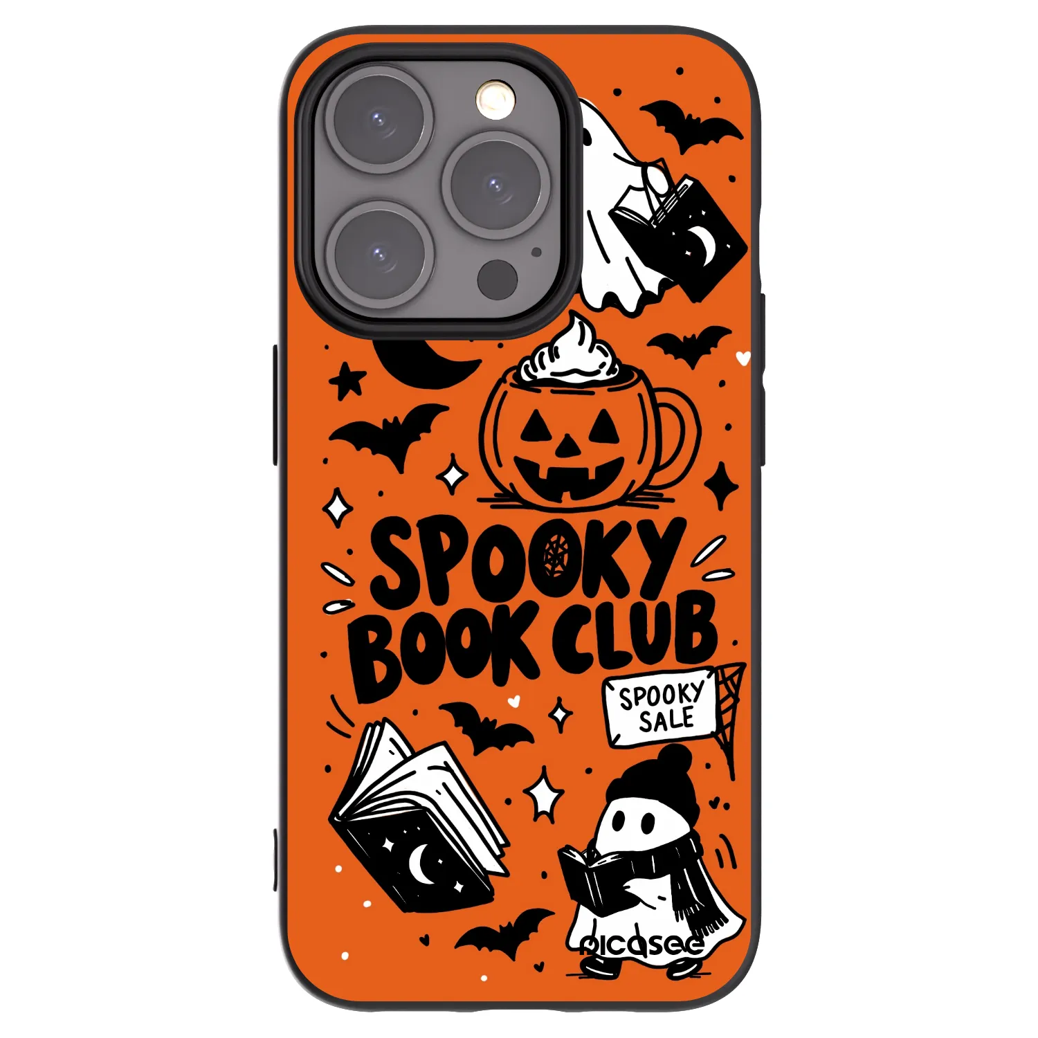 Picasee silikonowe czarne etui na Apple iPhone 15 Pro - Spooky book club
