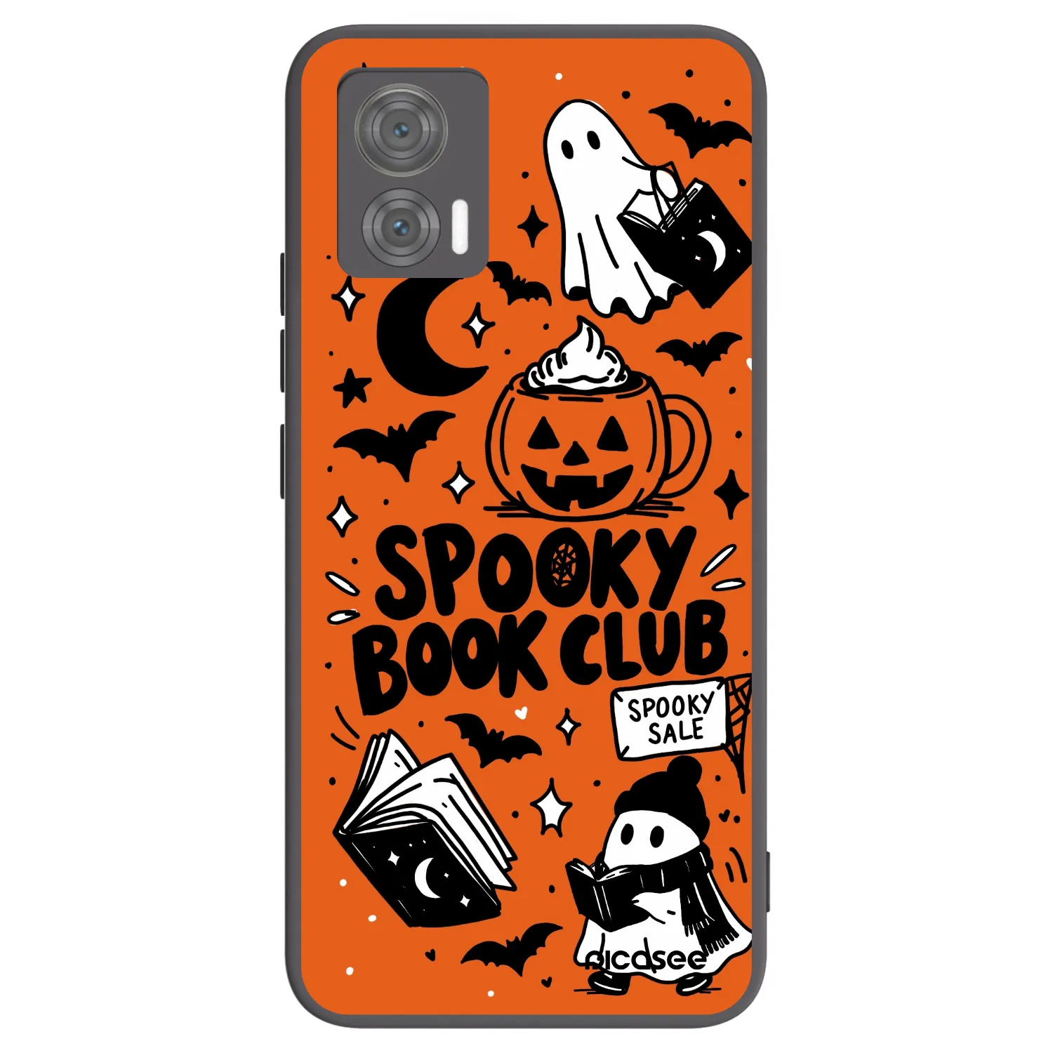 Picasee silikonowe czarne etui na Motorola Edge 30 Neo - Spooky book club