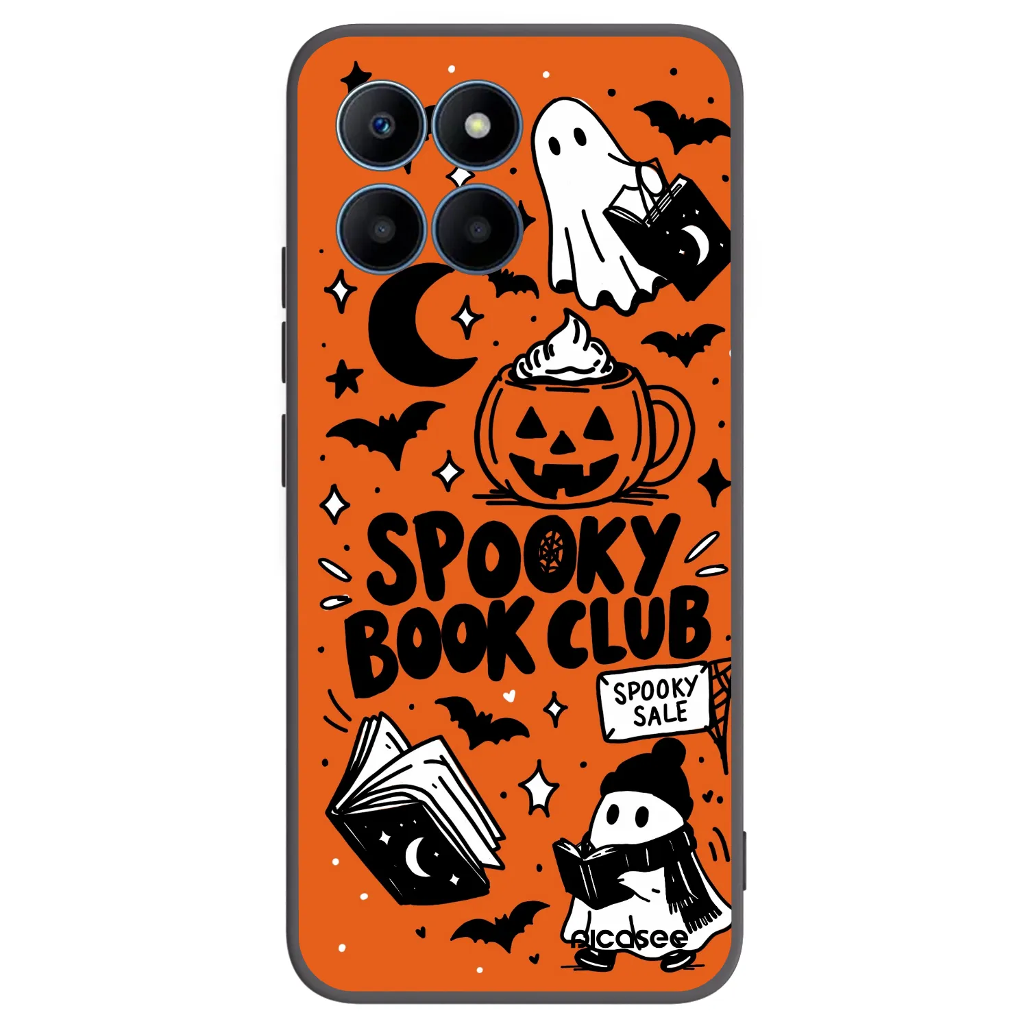 Picasee silikonowe czarne etui na Honor 70 Lite - Spooky book club