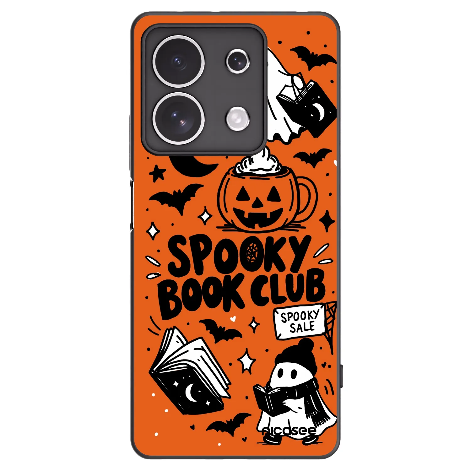 Picasee silikonowe czarne etui na Xiaomi Redmi Note 13 4G - Spooky book club