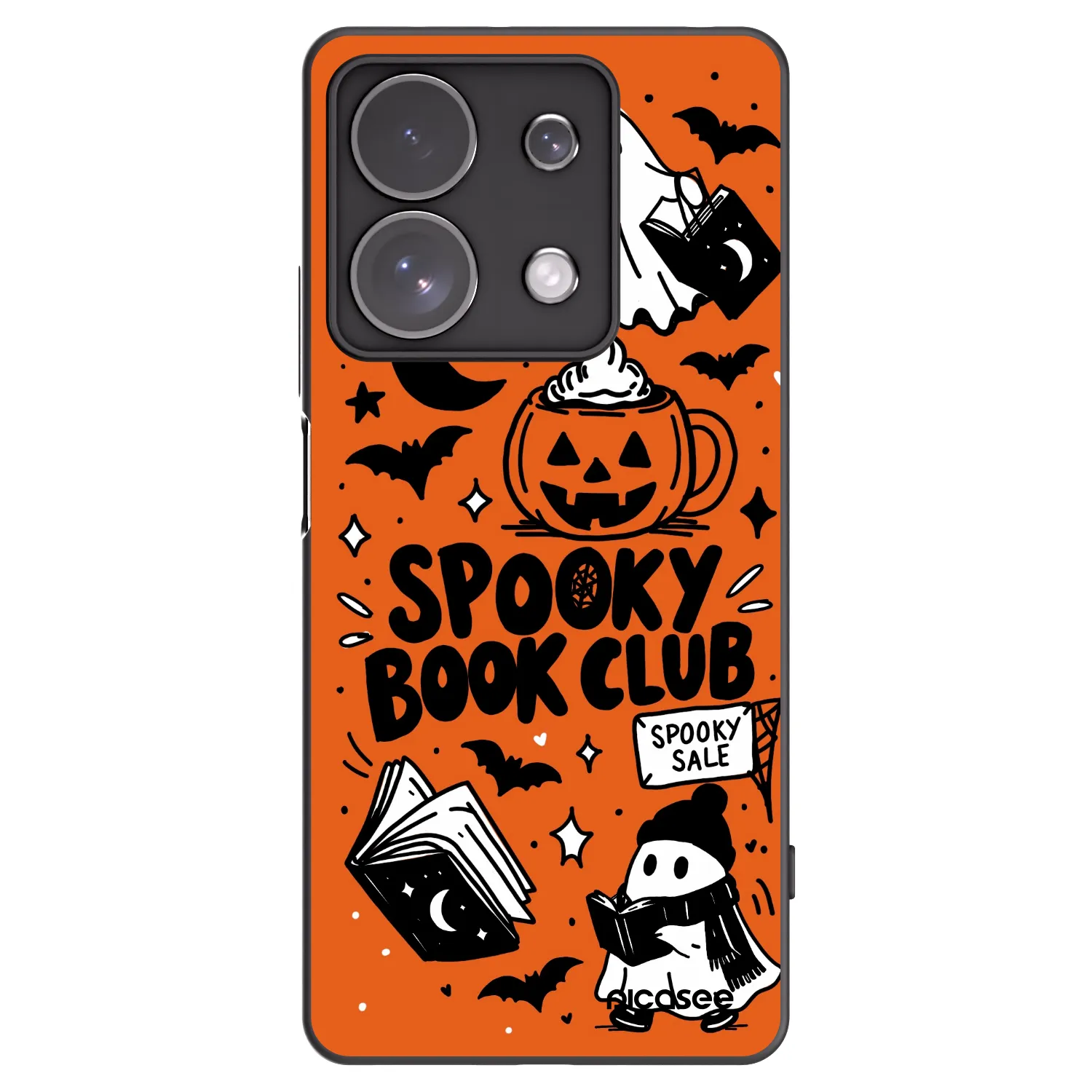 Picasee silikonowe czarne etui na Xiaomi Redmi Note 13 Pro 4G - Spooky book club