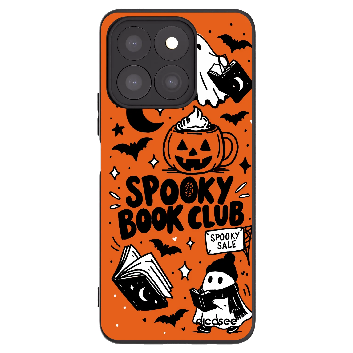 Picasee silikonowe czarne etui na Honor X8b - Spooky book club