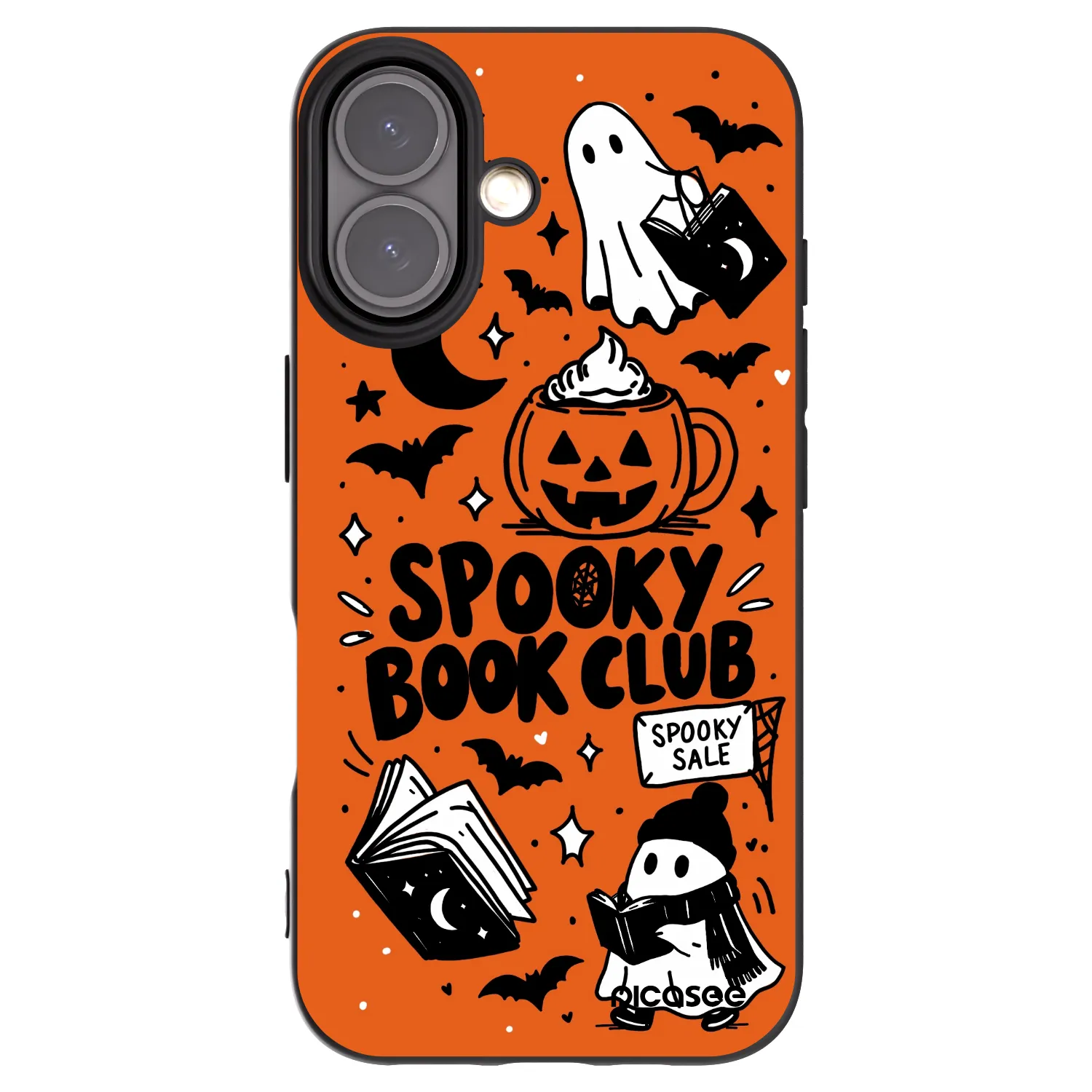 Picasee silikonowe czarne etui na Apple iPhone 16 - Spooky book club