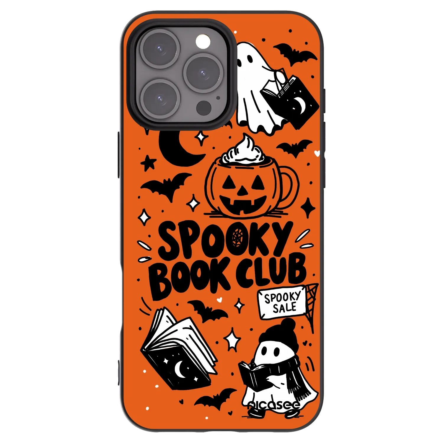 Picasee silikonowe czarne etui na Apple iPhone 16 Pro Max - Spooky book club