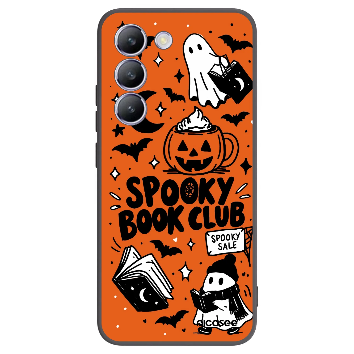 Picasee silikonowe czarne etui na Vivo V40 SE 5G - Spooky book club