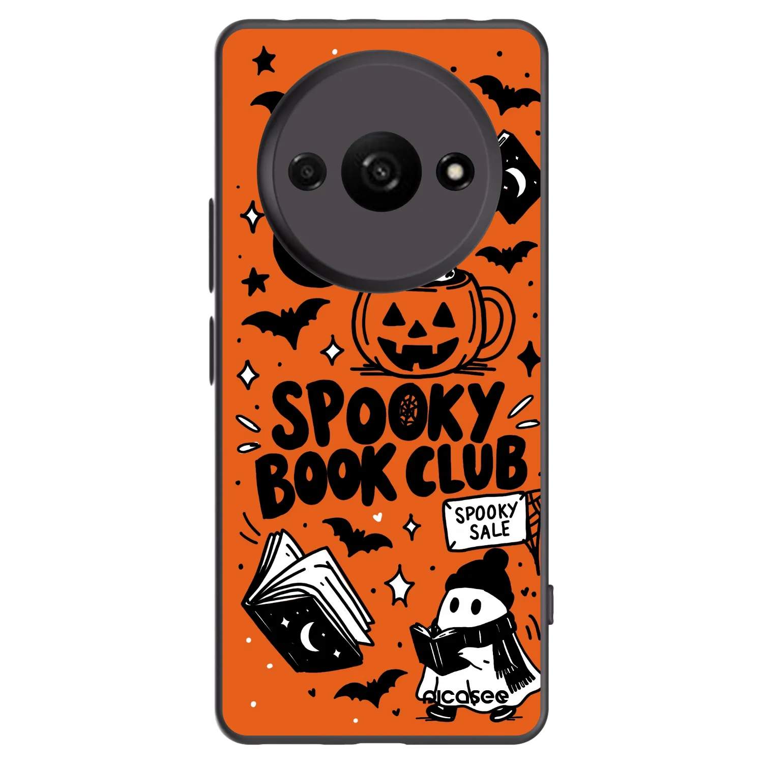 Picasee silikonowe czarne etui na Xiaomi Redmi A3 - Spooky book club