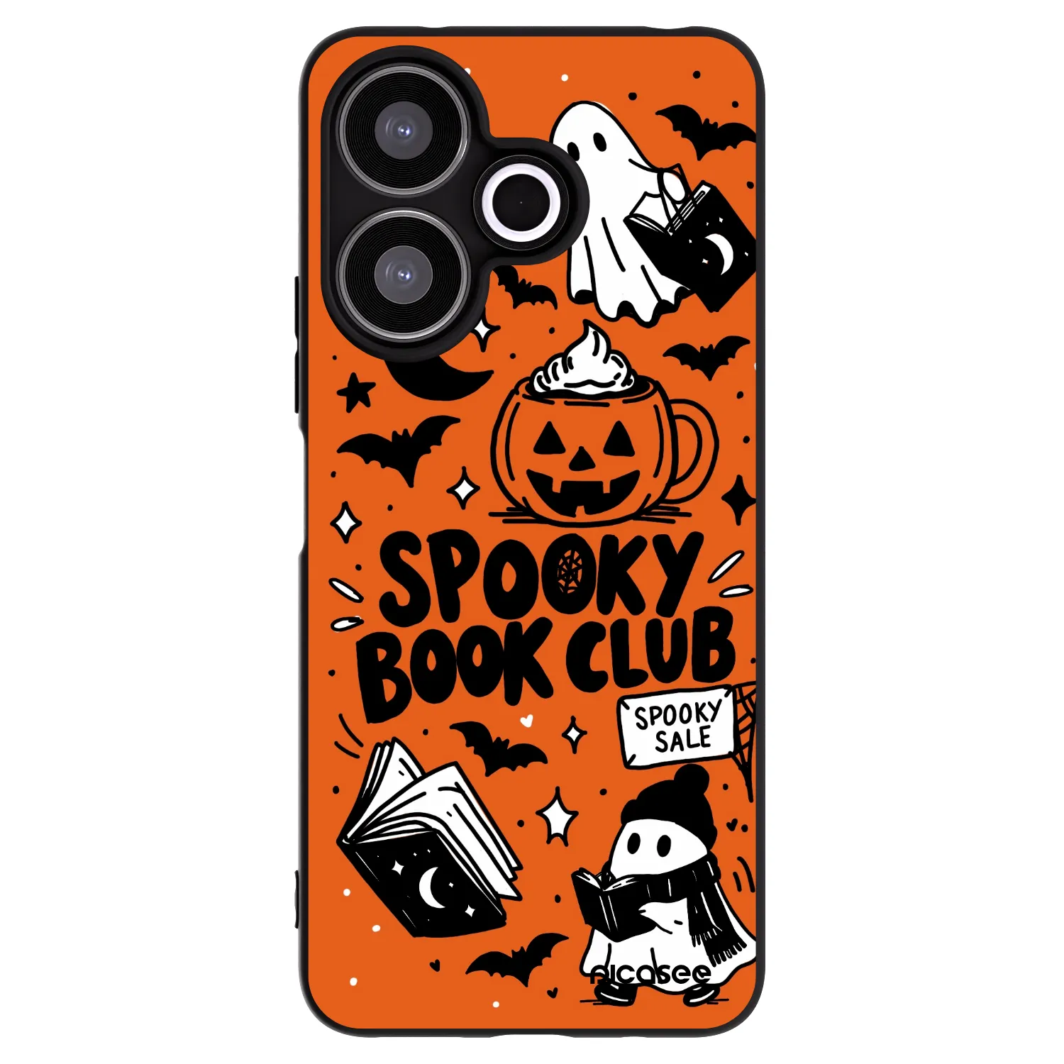 Picasee silikonowe czarne etui na Xiaomi Redmi 13 4G - Spooky book club