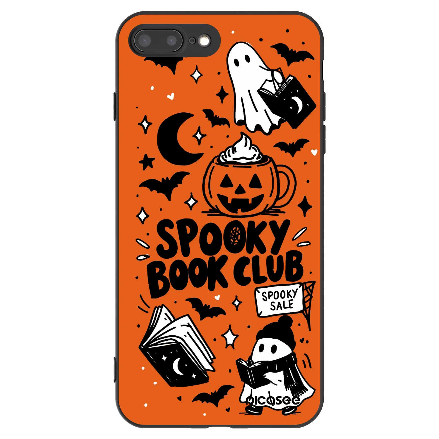 Picasee silikonowe czarne etui na Apple iPhone 7 Plus - Spooky book club