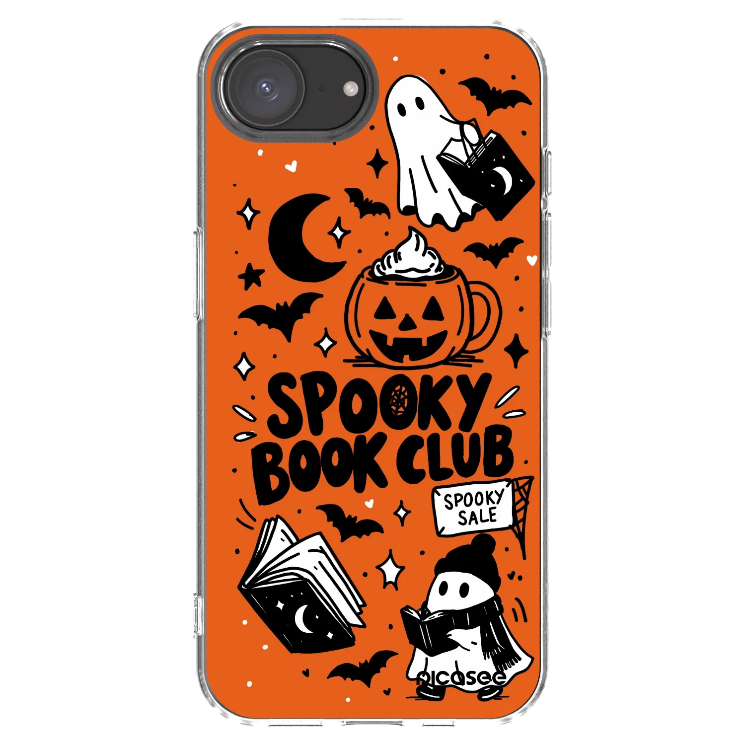 Picasee silikonowe przeźroczyste etui na Apple iPhone 16e - Spooky book club