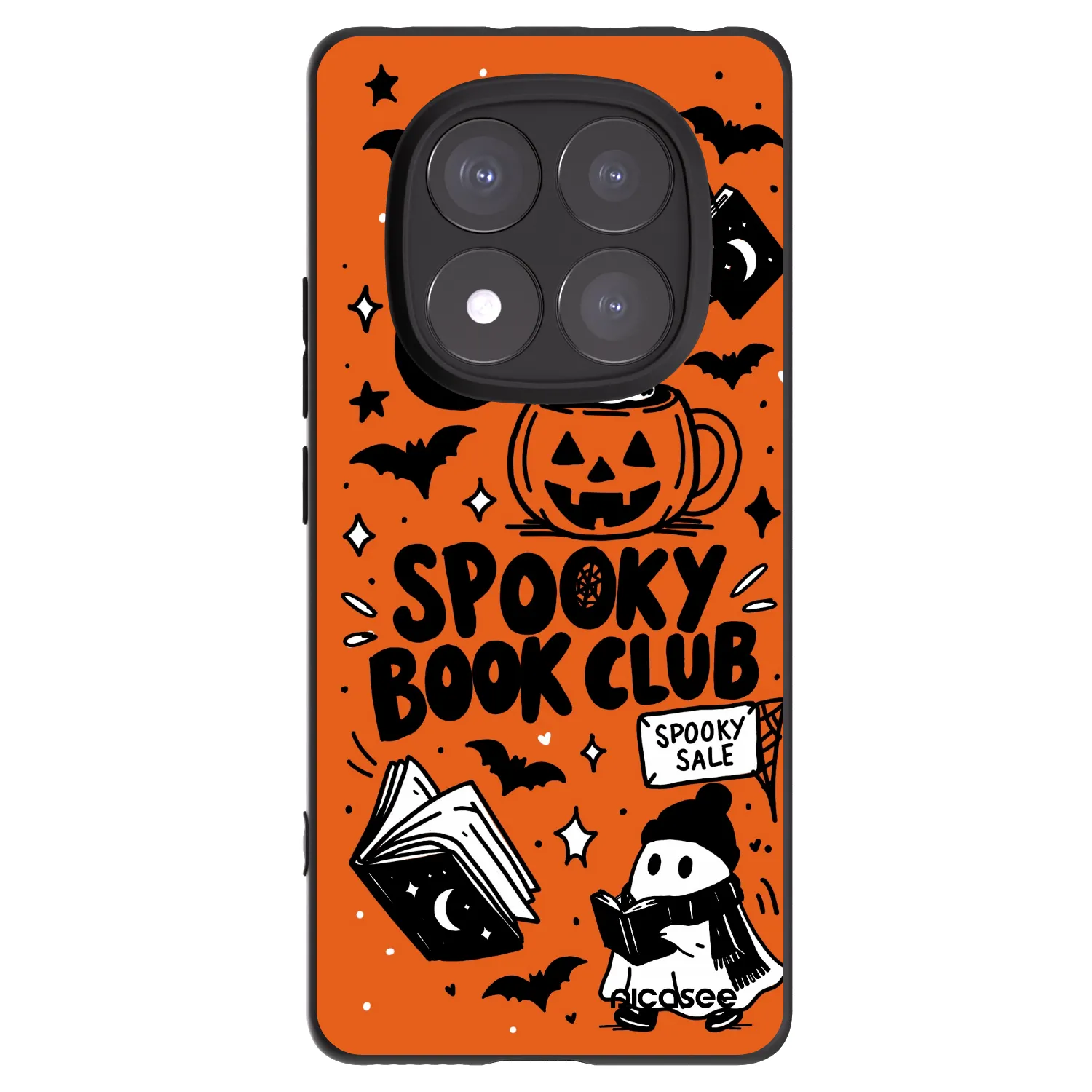Picasee silikonowe czarne etui na Xiaomi Redmi Note 14 Pro 5G - Spooky book club