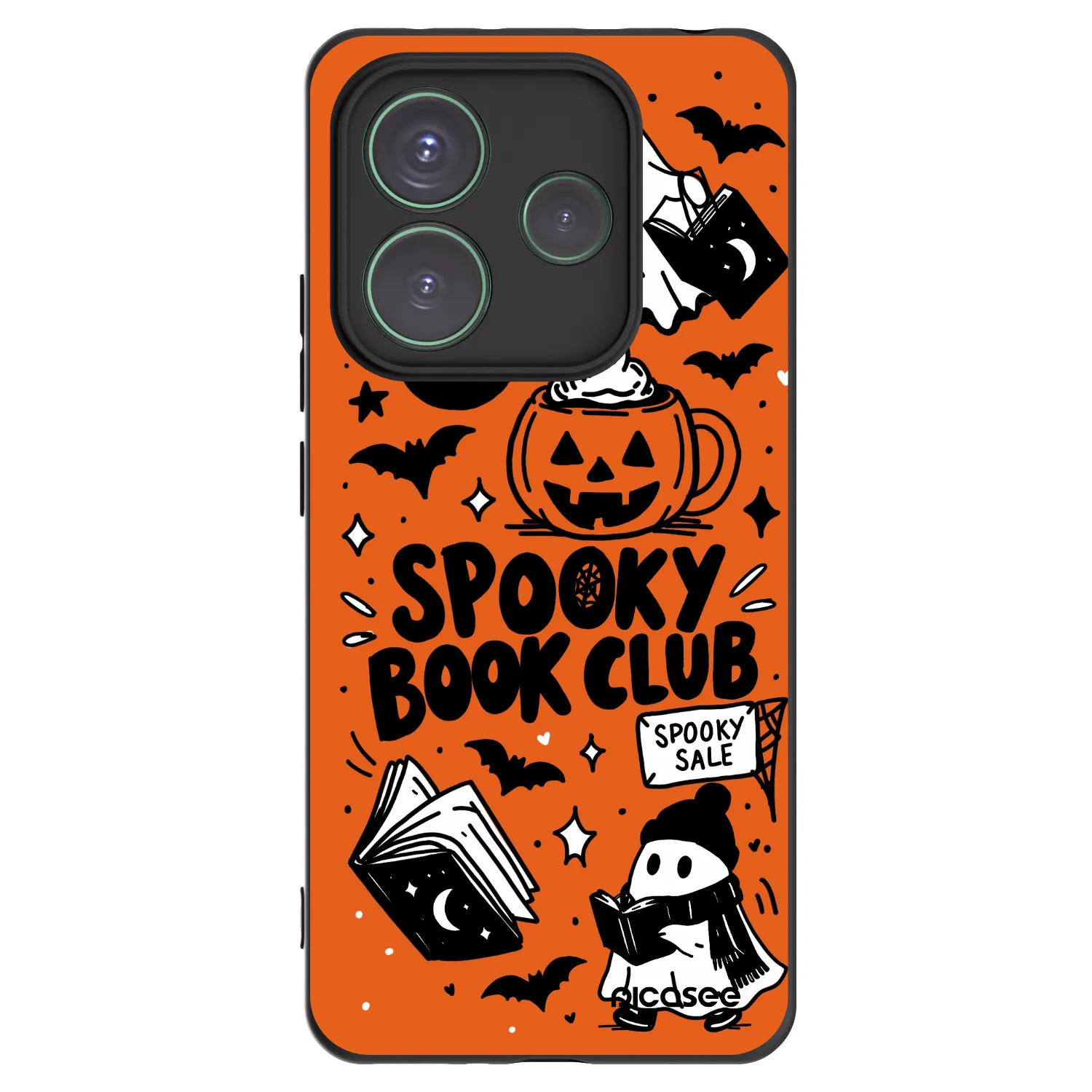 Picasee silikonowe czarne etui na Xiaomi Redmi Note 14 5G - Spooky book club