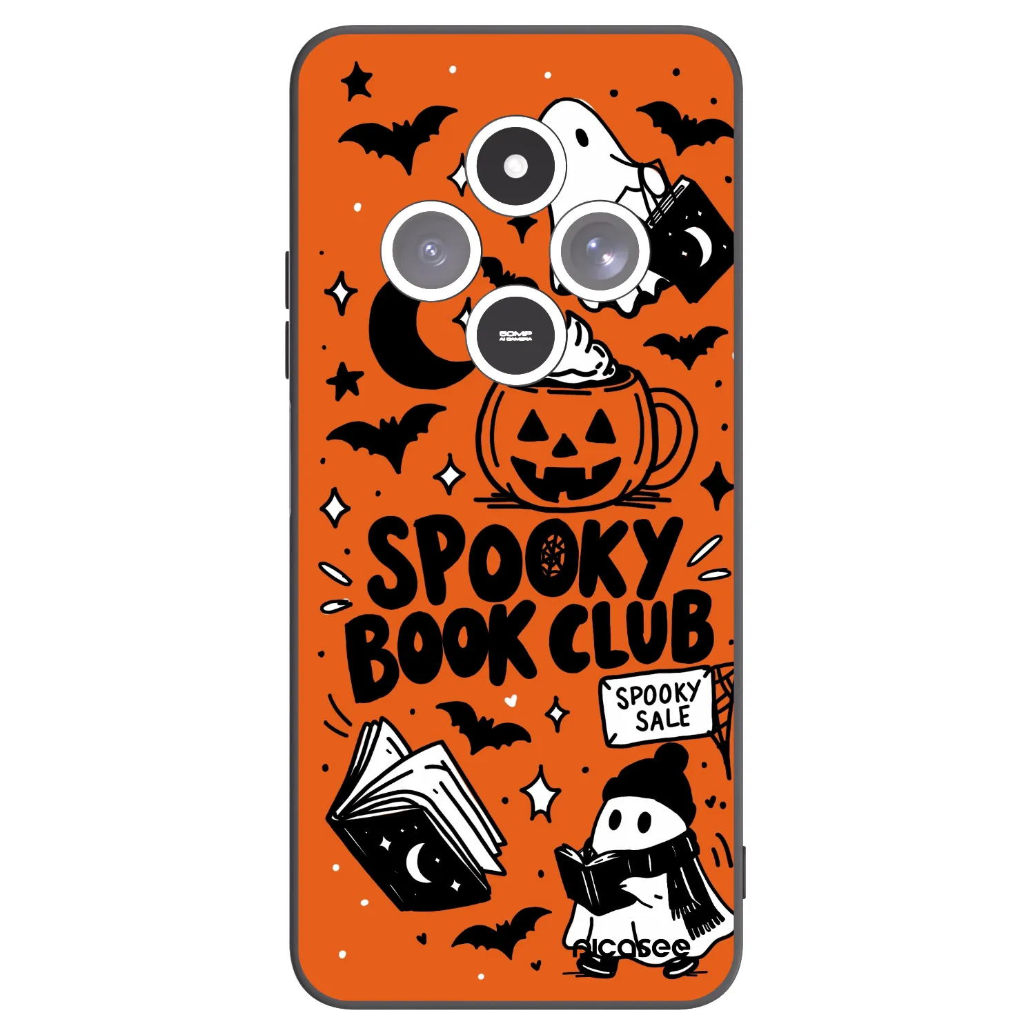 Picasee silikonowe czarne etui na Xiaomi Redmi 14C - Spooky book club