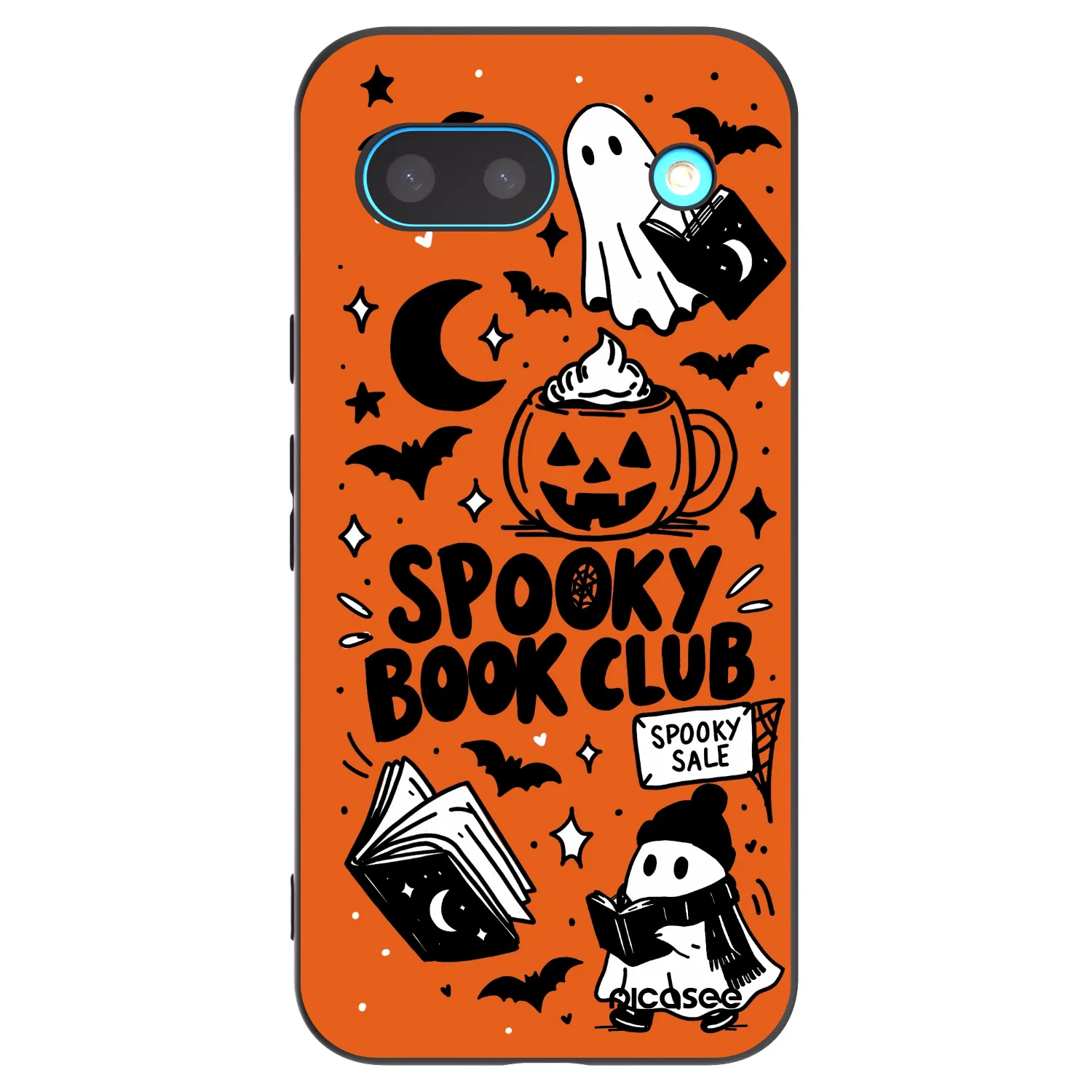 Picasee silikonowe czarne etui na Google Pixel 8a - Spooky book club