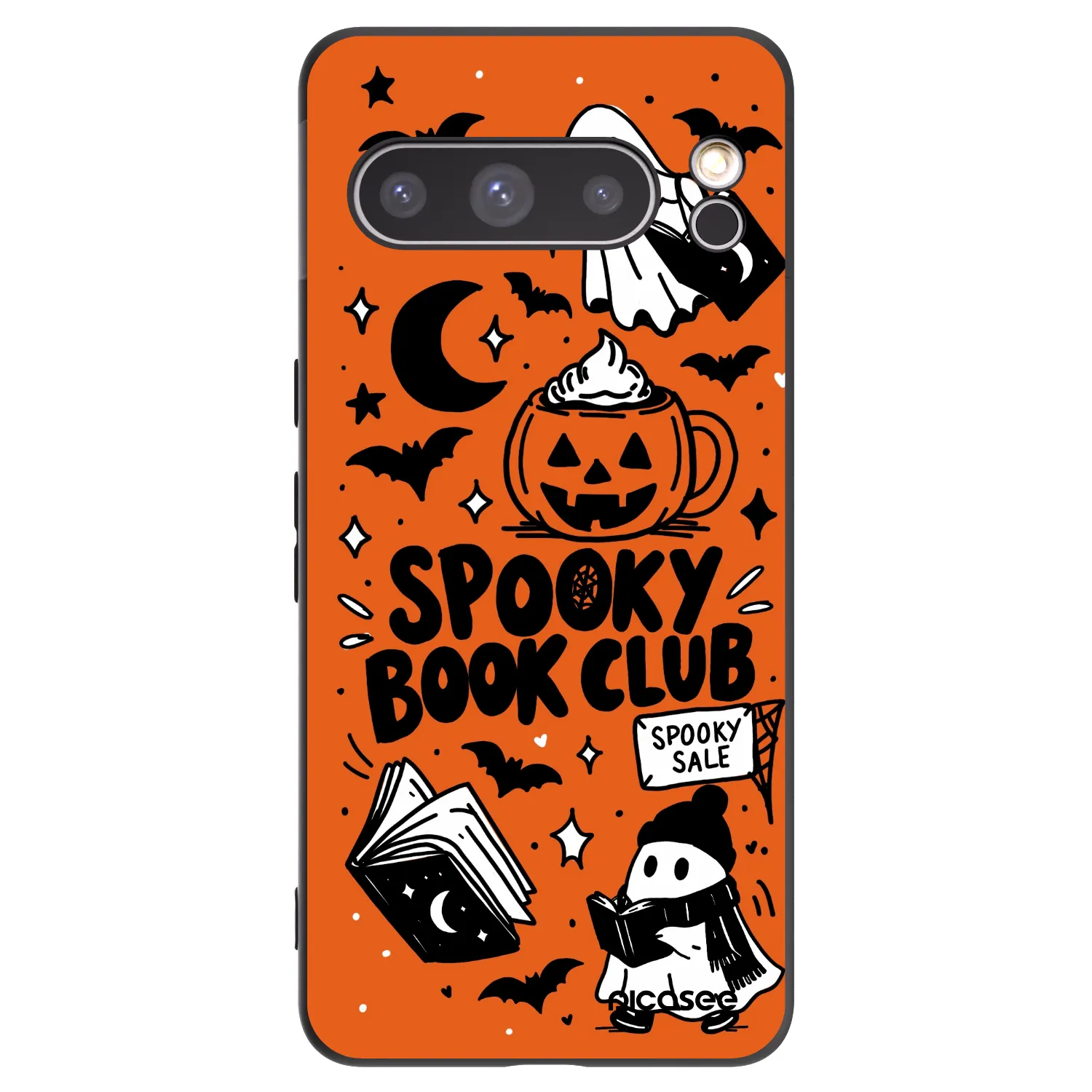 Picasee silikonowe czarne etui na Google Pixel 8 Pro - Spooky book club