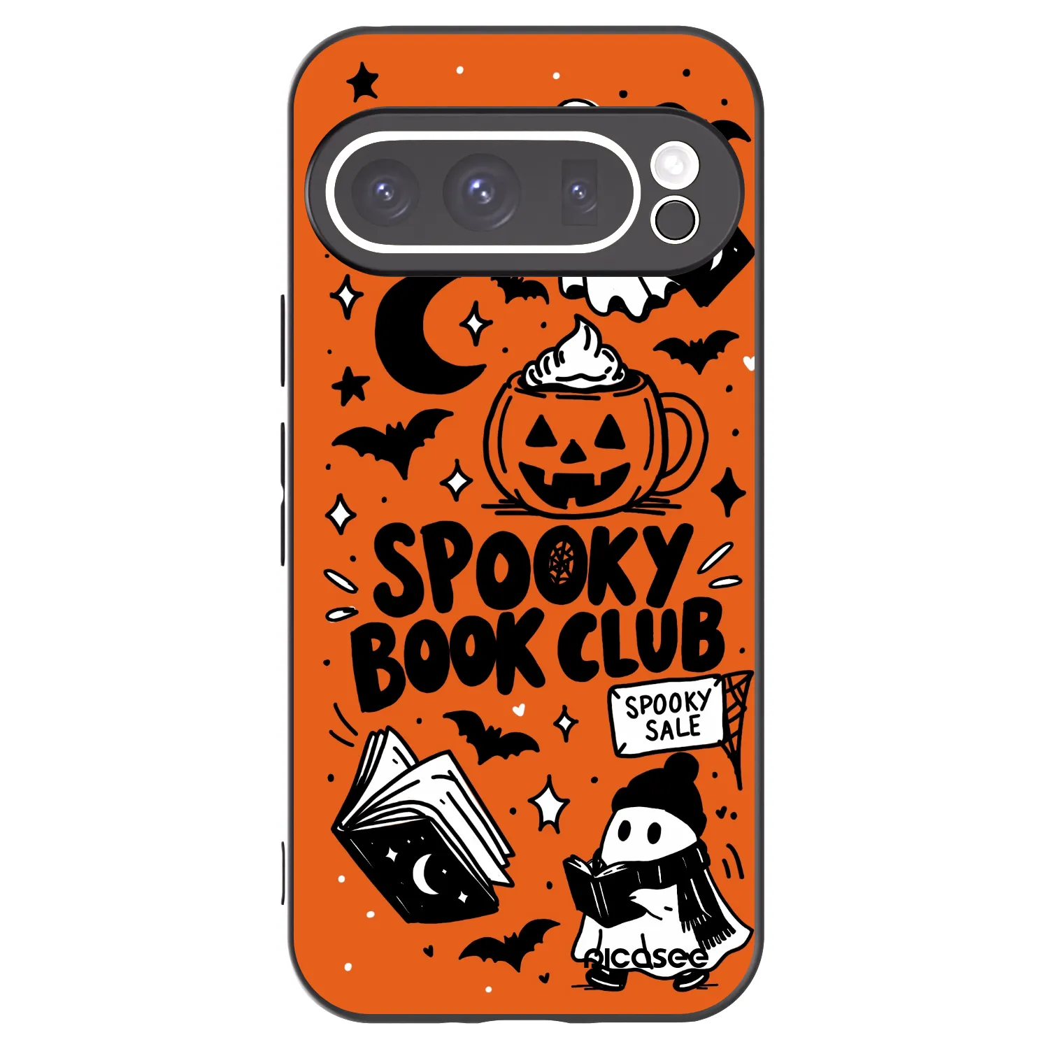 Picasee silikonowe czarne etui na Google Pixel 9 Pro - Spooky book club