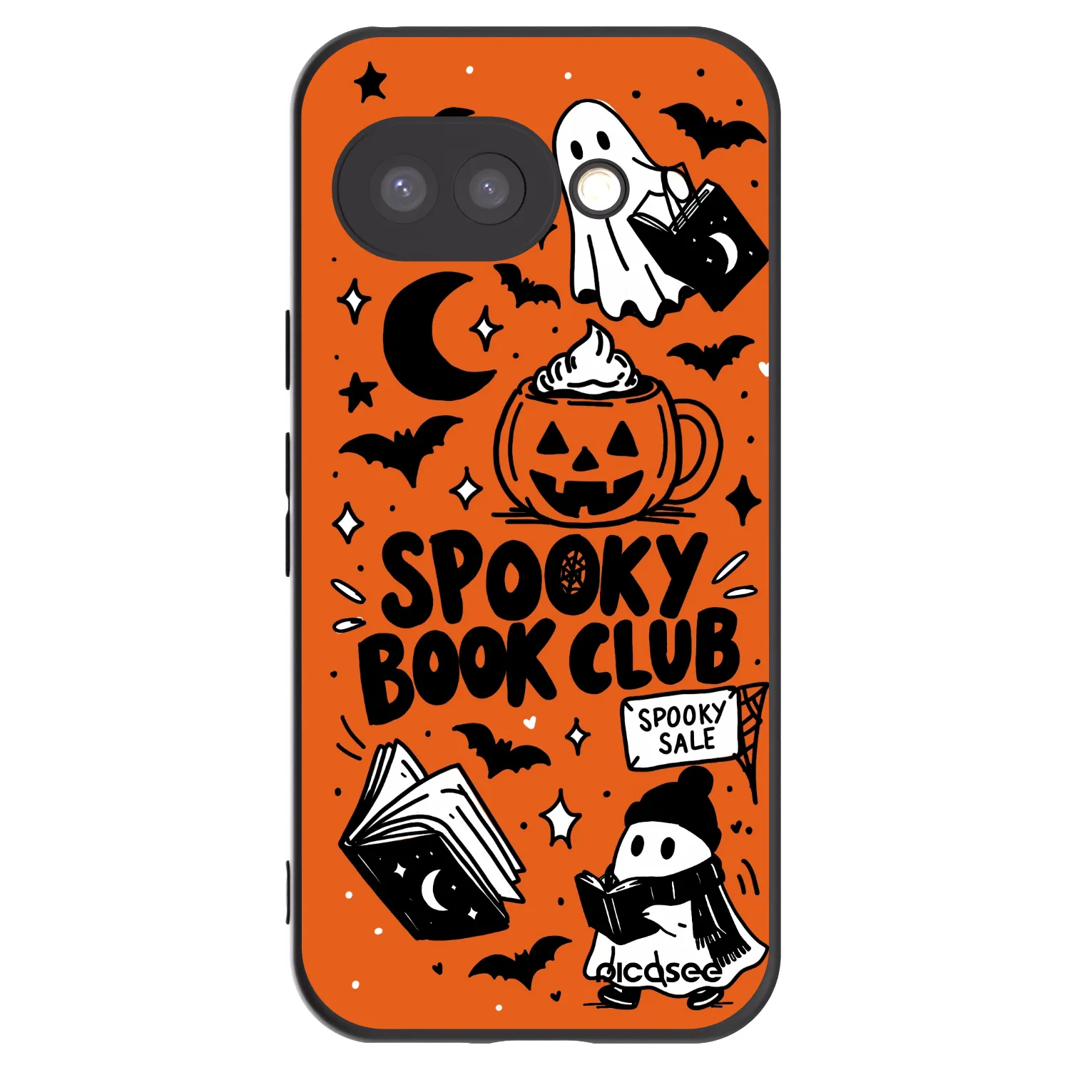 Picasee silikonowe czarne etui na Google Pixel 9a - Spooky book club