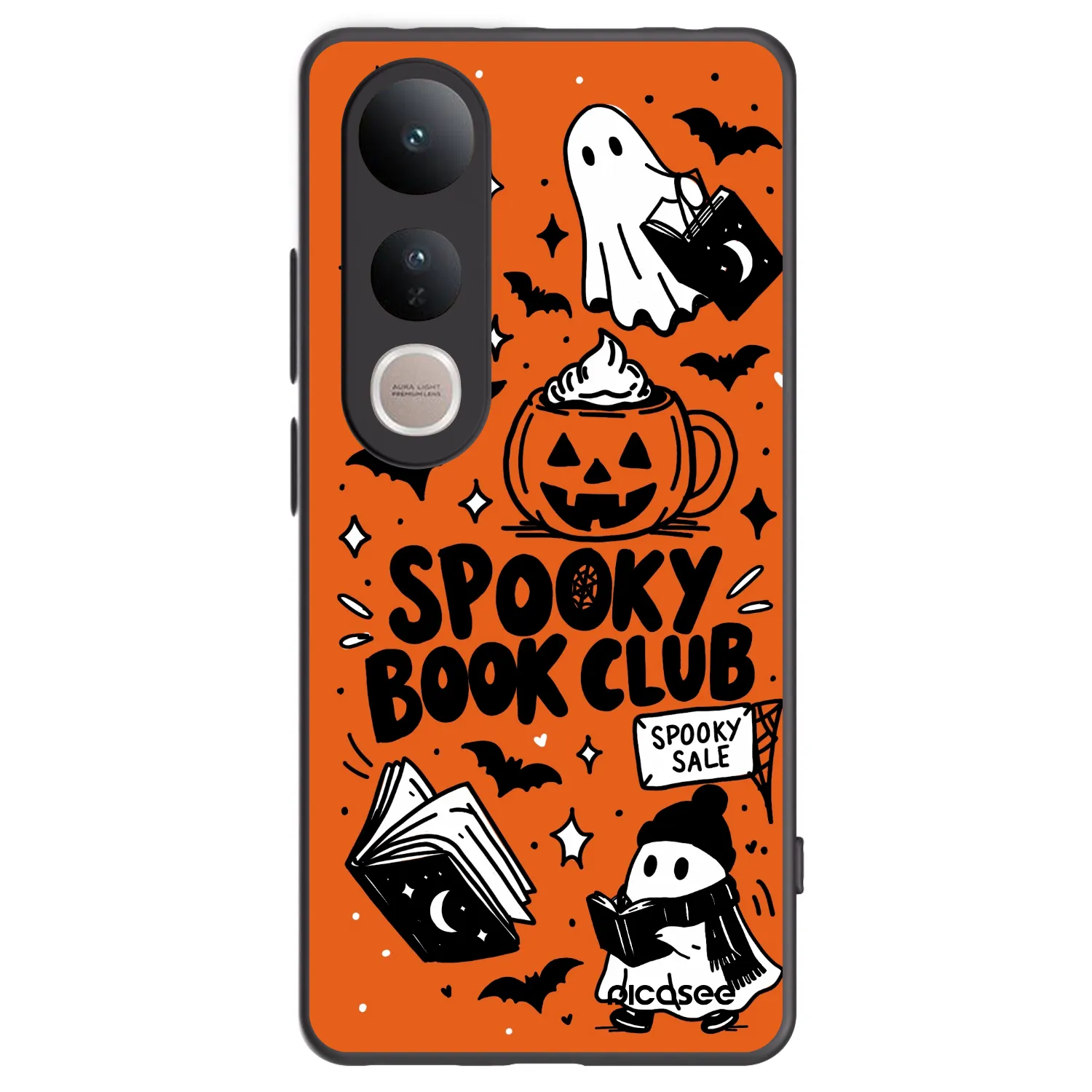 Picasee silikonowe czarne etui na Vivo V50 Lite 5G - Spooky book club