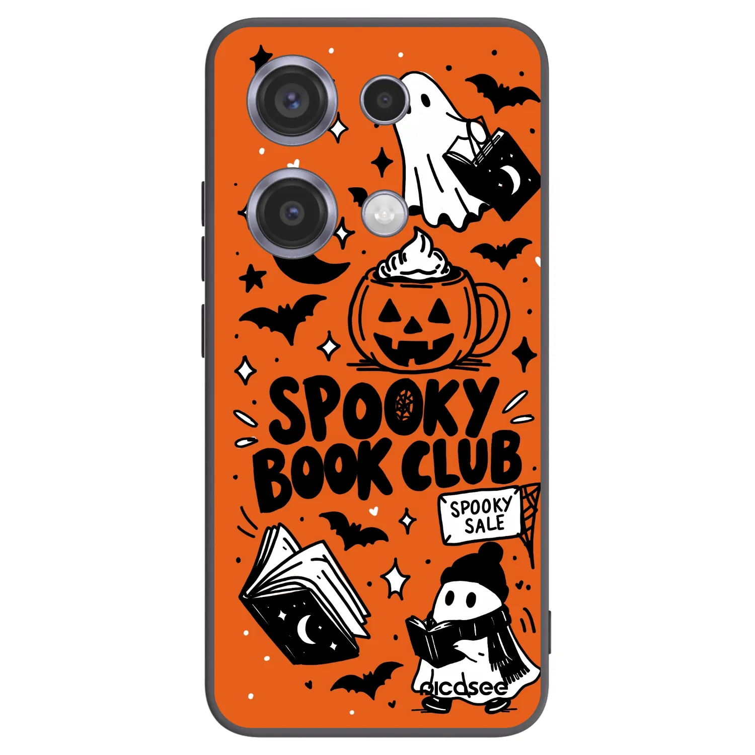 Picasee silikonowe czarne etui na Xiaomi Redmi Note 14S - Spooky book club