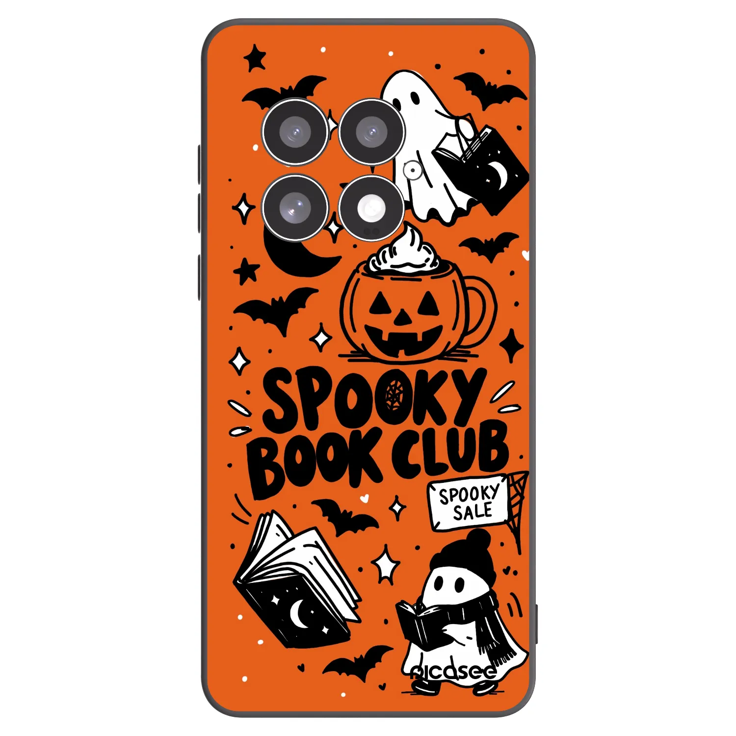 Picasee silikonowe czarne etui na OnePlus 13 5G - Spooky book club