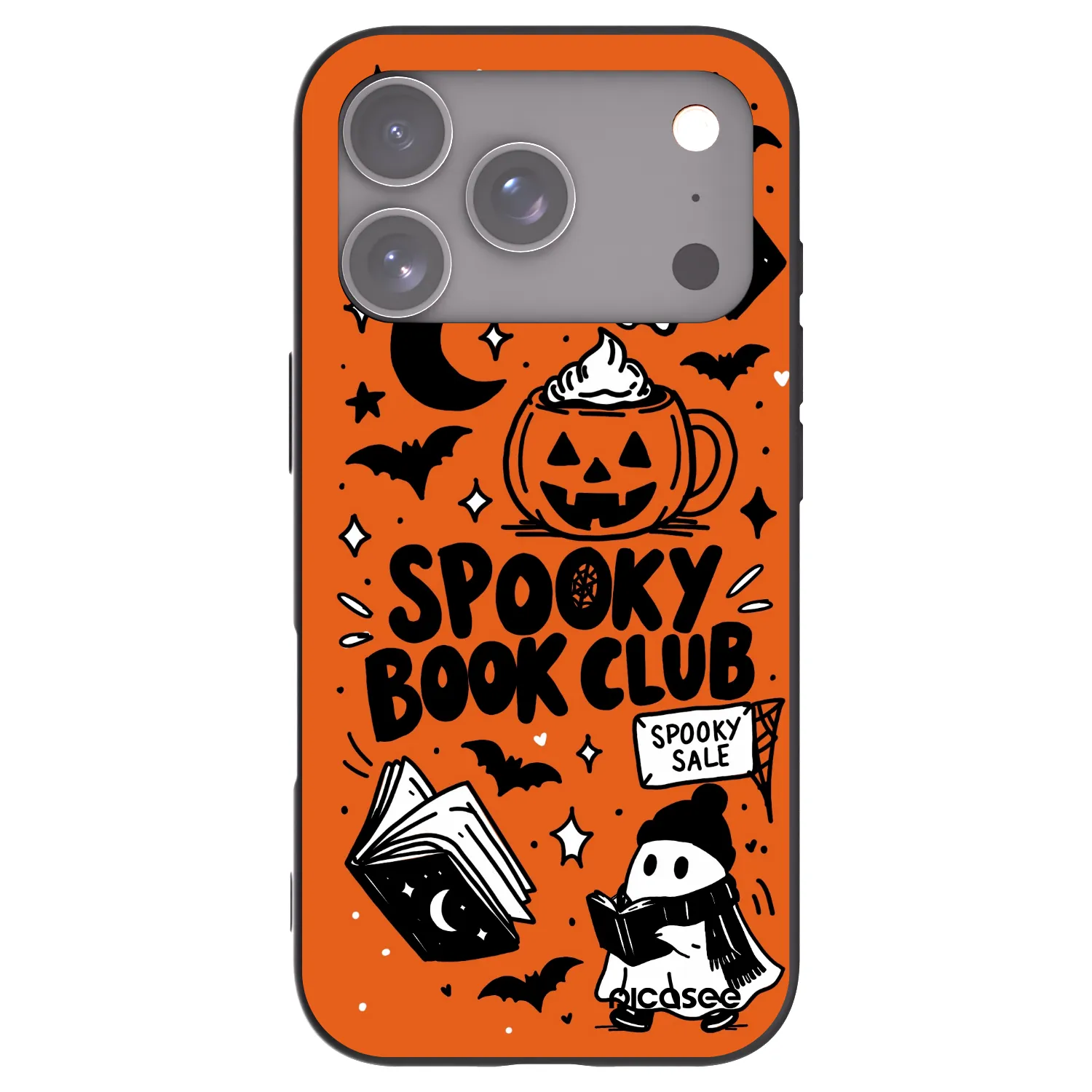 Picasee silikonowe czarne etui na Apple iPhone 17 Pro - Spooky book club